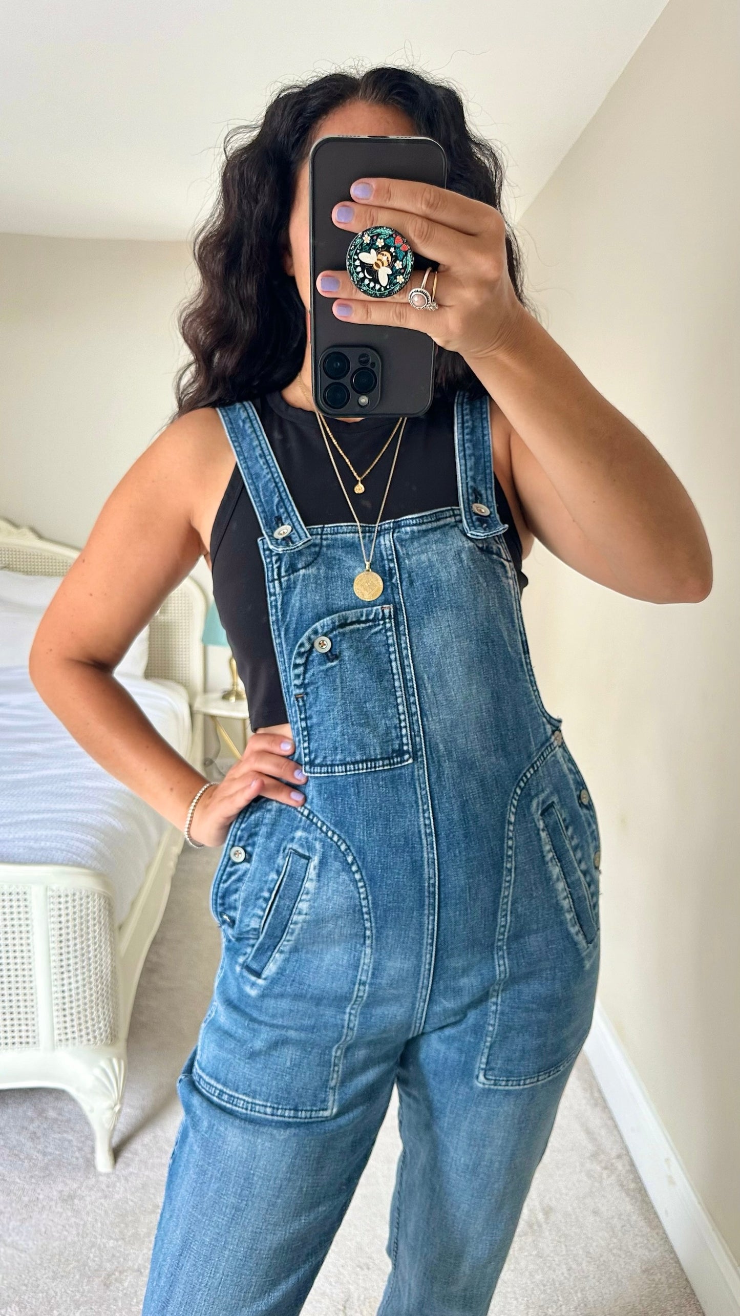 Pilcro @Anthropologie blue stretchy denim dungarees medium M UK 10 12 vgc