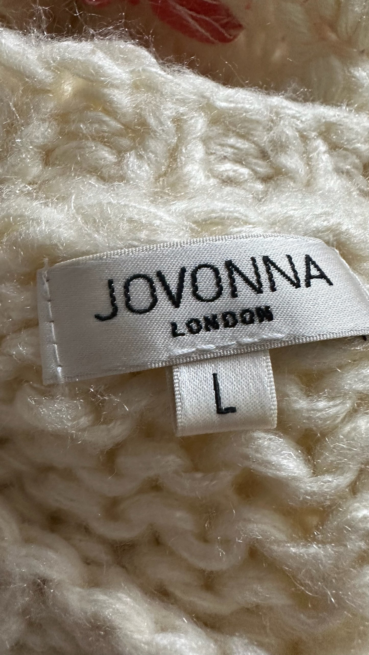 Jovonna london cream pink metallic chunky bobble knit oversized cardigan extra large UK 12-14 vgc