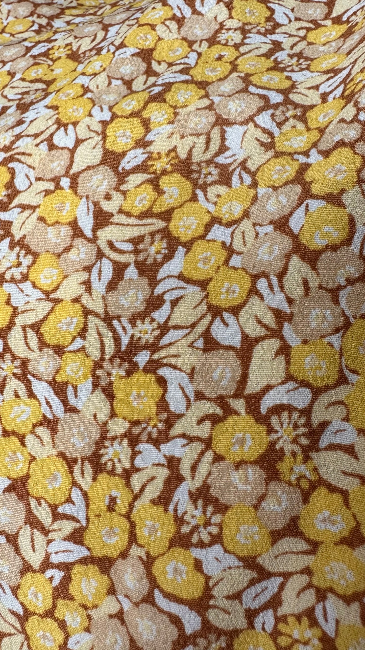 & Other stories brown yellow floral print mini dress extra large L UK 12-14 vgc