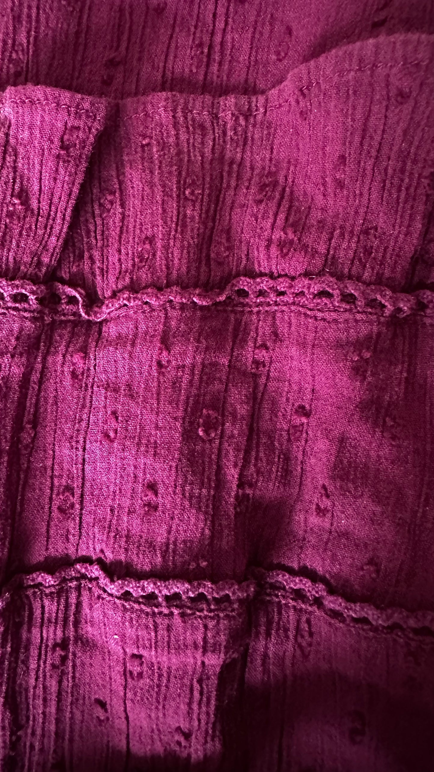 Steele deep purple tiered cotton sun dress shirred bust medium UK 10-12 vgc long holiday