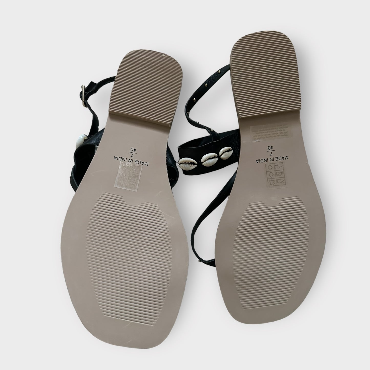 Office black hippy shell sandals flip flops leather shoes EU 40 UK 7 new bnwob