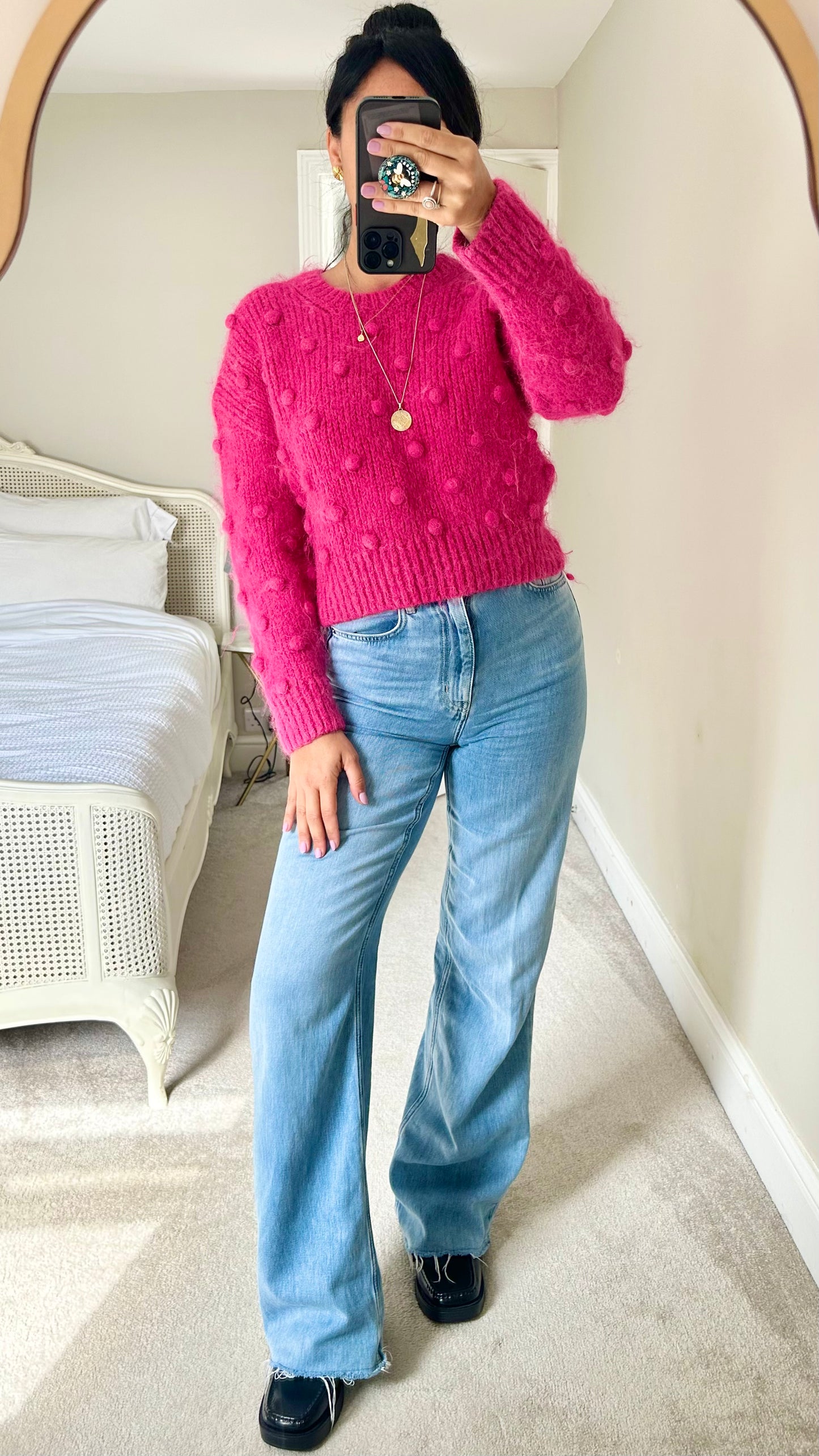 & other stories fuschia pink knitted alpaca blend jumper large UK 12 vgc