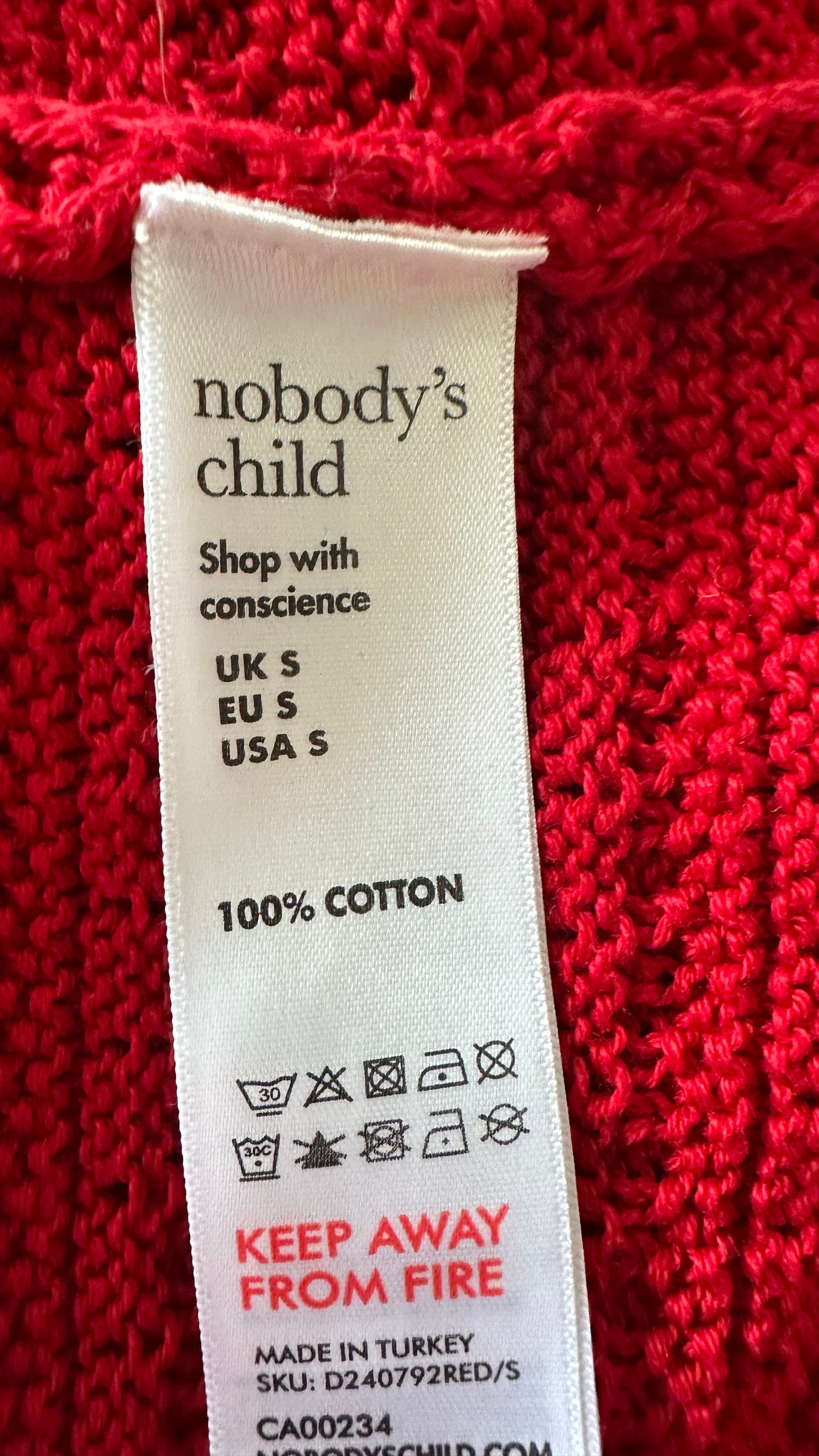 Nobody’s Child Red crochet holiday mini backless dress small UK 8 10 boho new
