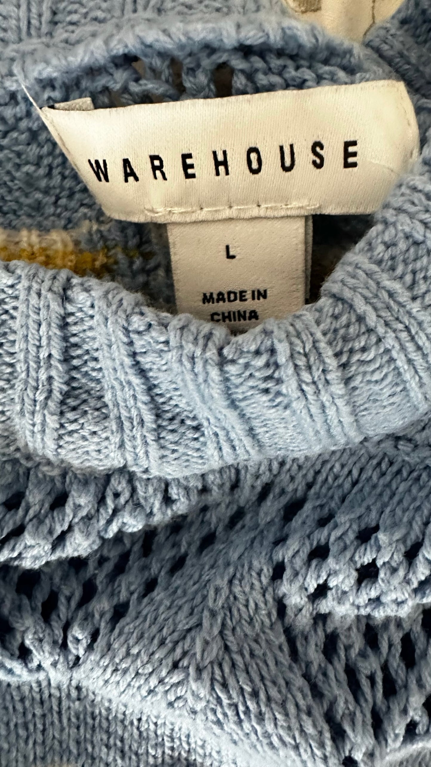 Warehouse light blue daisy print knitted waistcoat vest top large L UK 12 excellent used condition