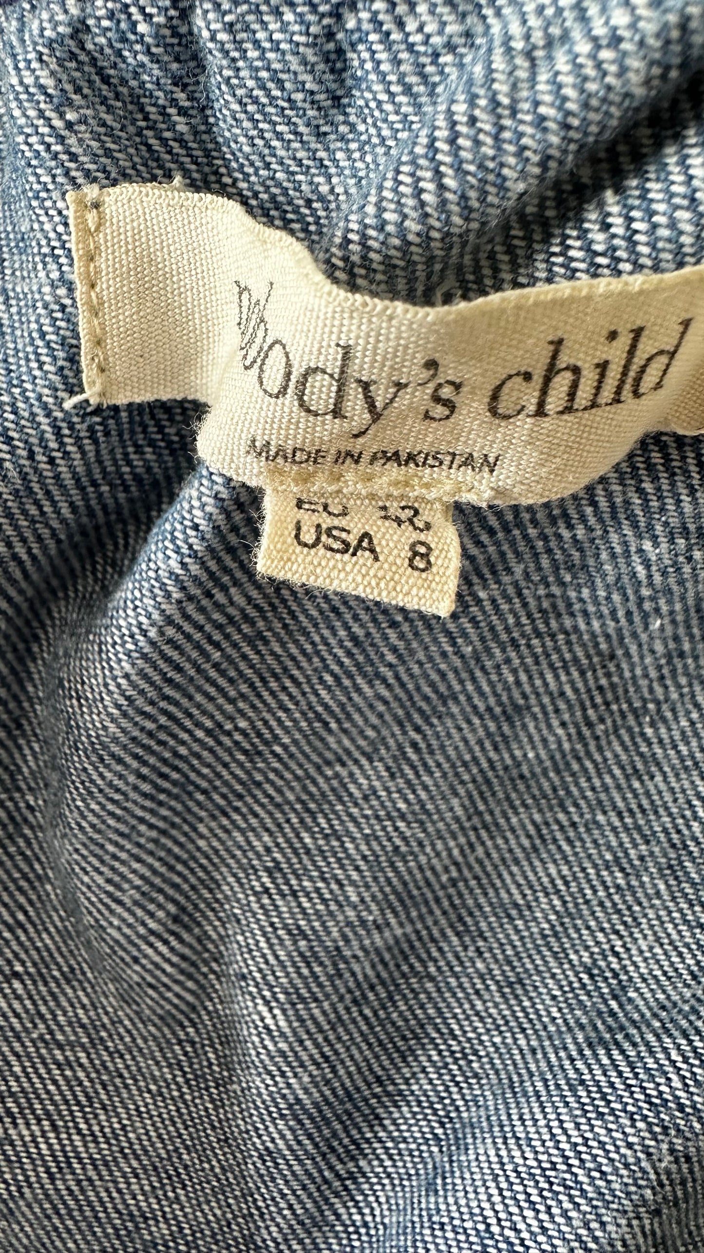 Nobody’s Child navy blue denim tie from midi long maxi dress medium UK 12 vgc