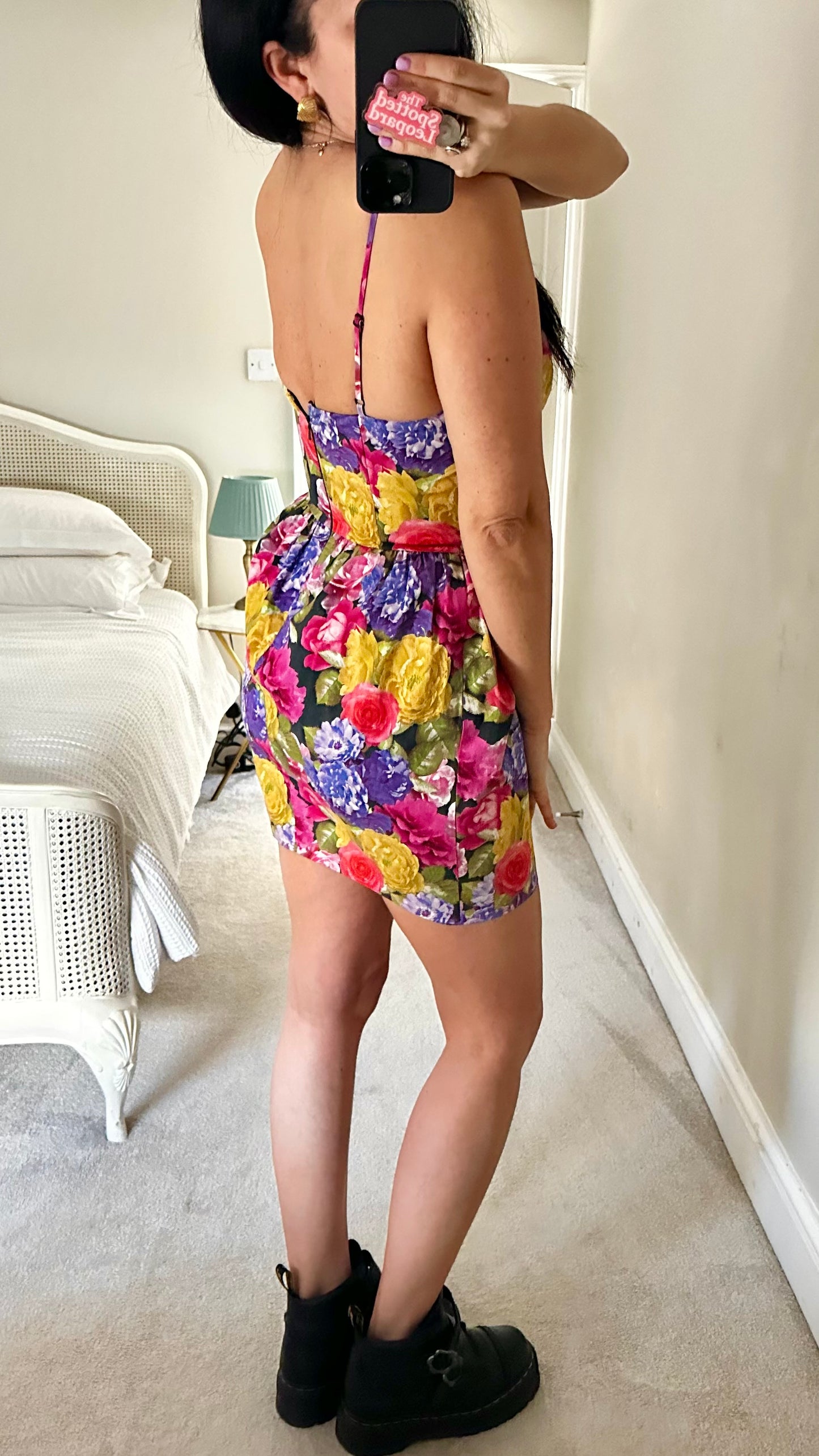 Topshop Vogue pink blue floral corset mini dress small UK 10 vgc event