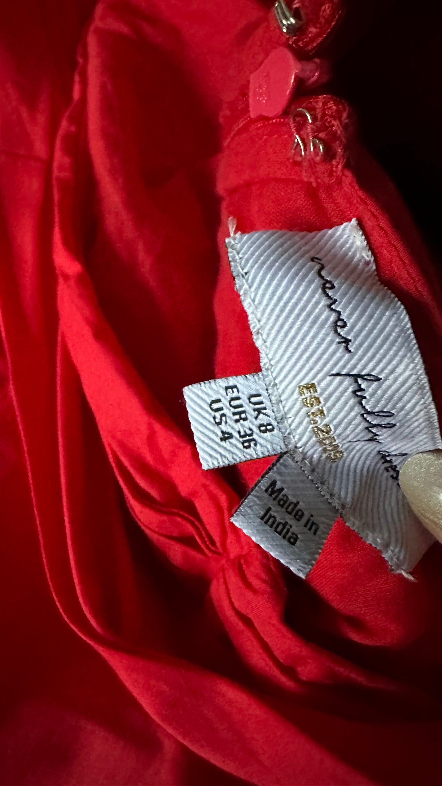 Never Fully Dressed red cotton maxi event dress small UK 8 vgc
