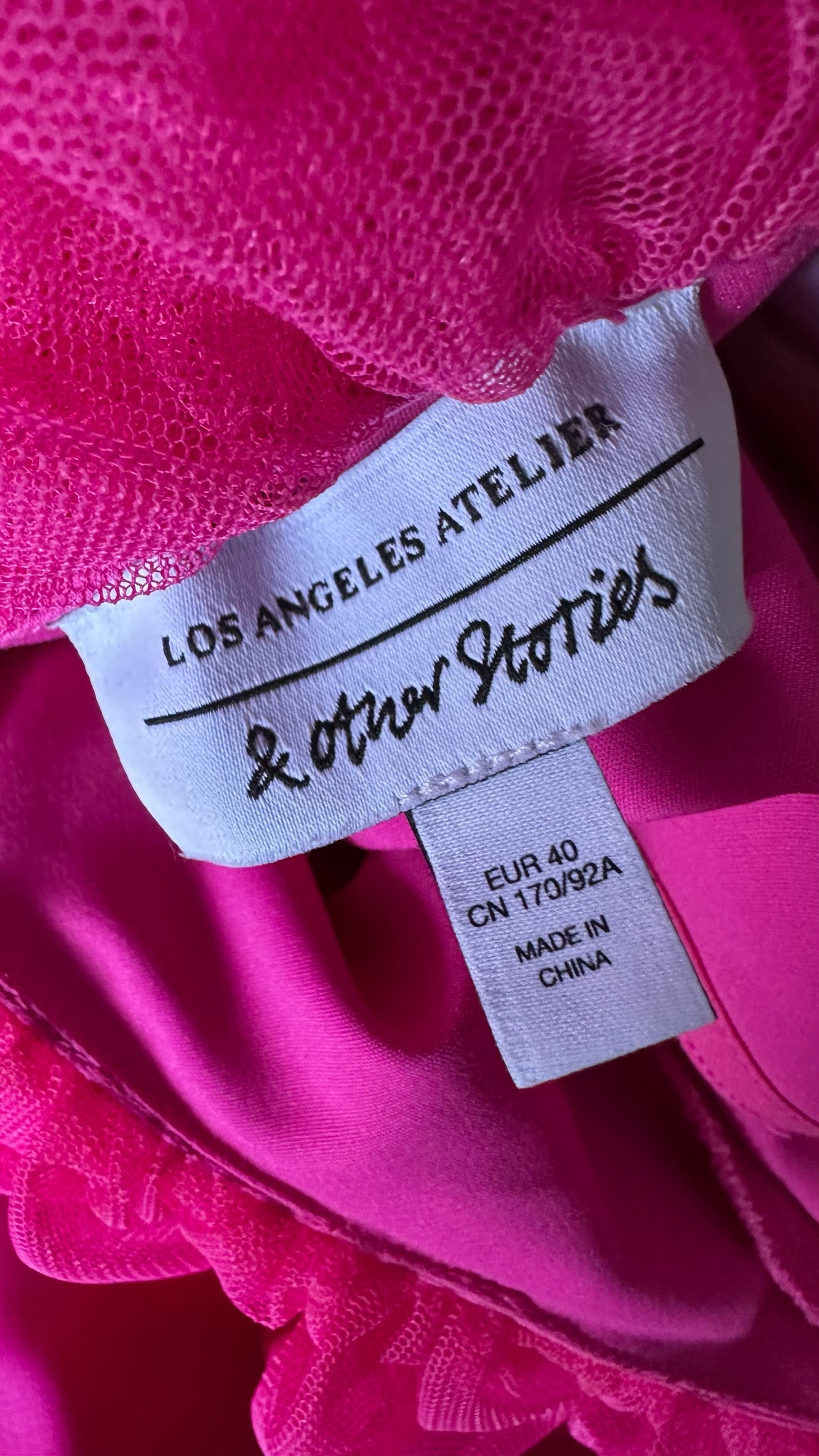 & other stories fuchsia pink event party statement dress medium UK 12 vgc