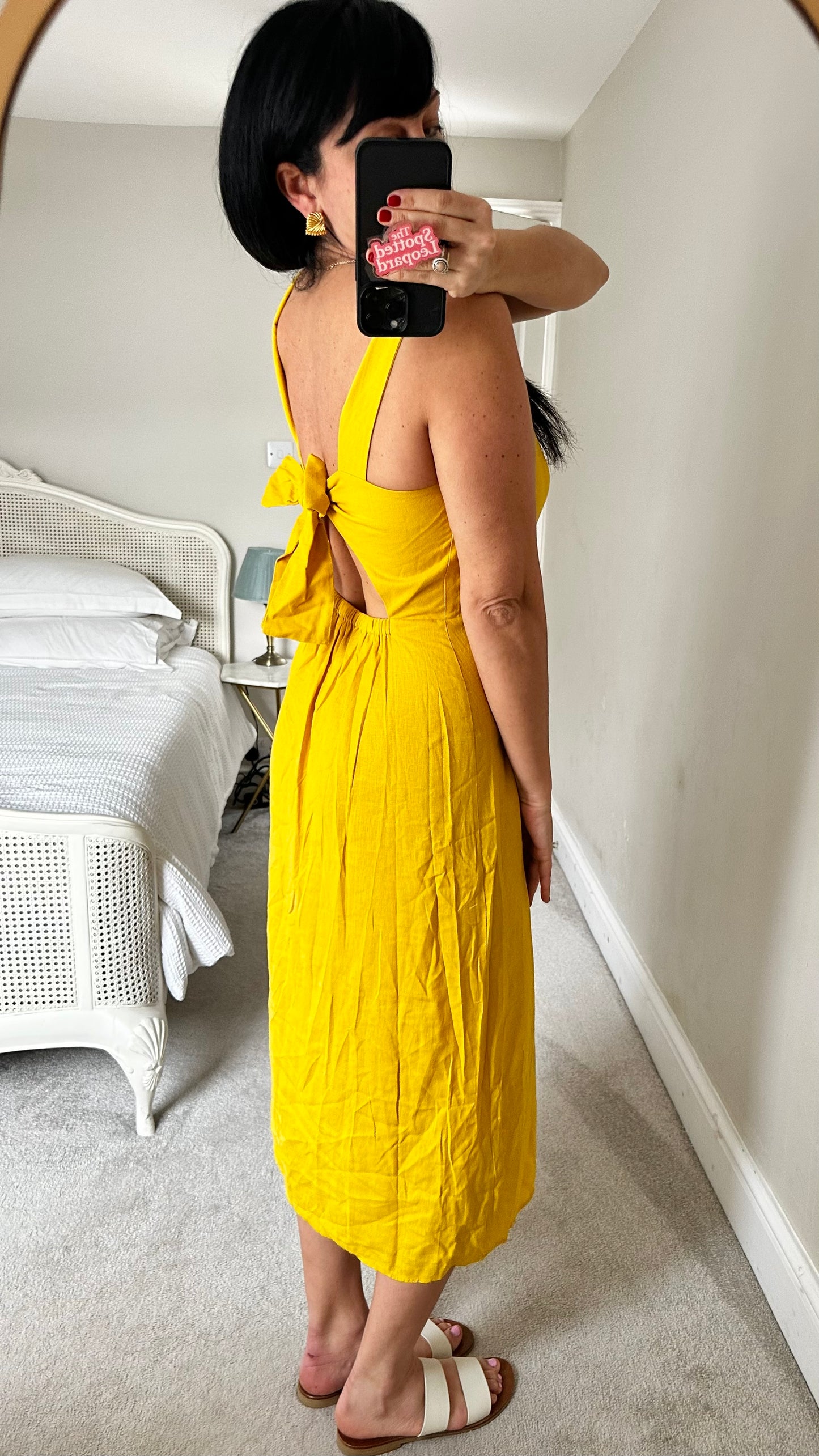 Warehouse yellow lemon button up linen blend holiday sun dress small UK 8 10 vgc