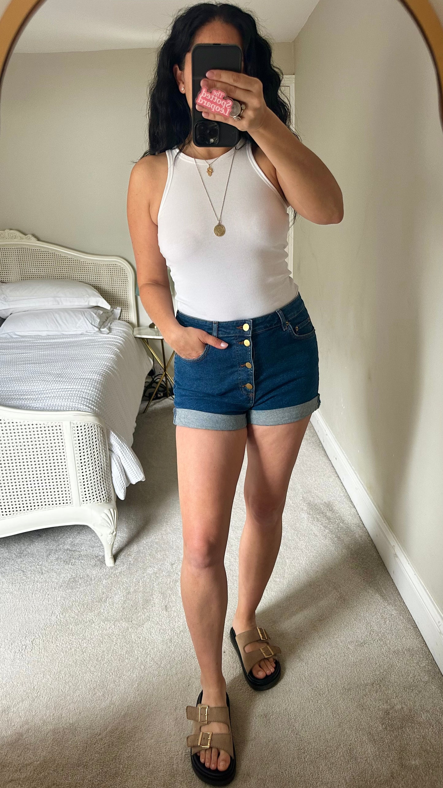 & other stories navy blue high waisted shorts button up small medium UK 10-12 vgc