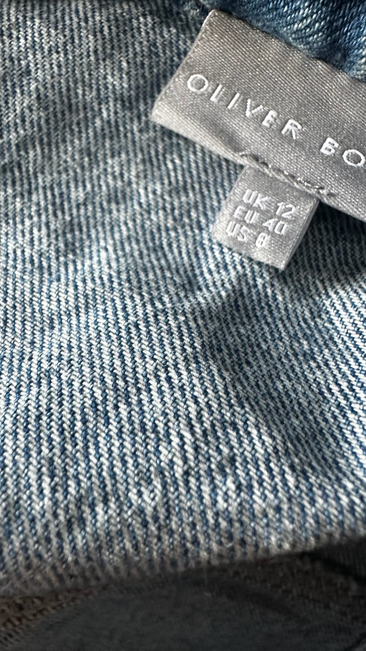 Oliver bonas blue denim button up waistcoat top medium UK 12 vgc