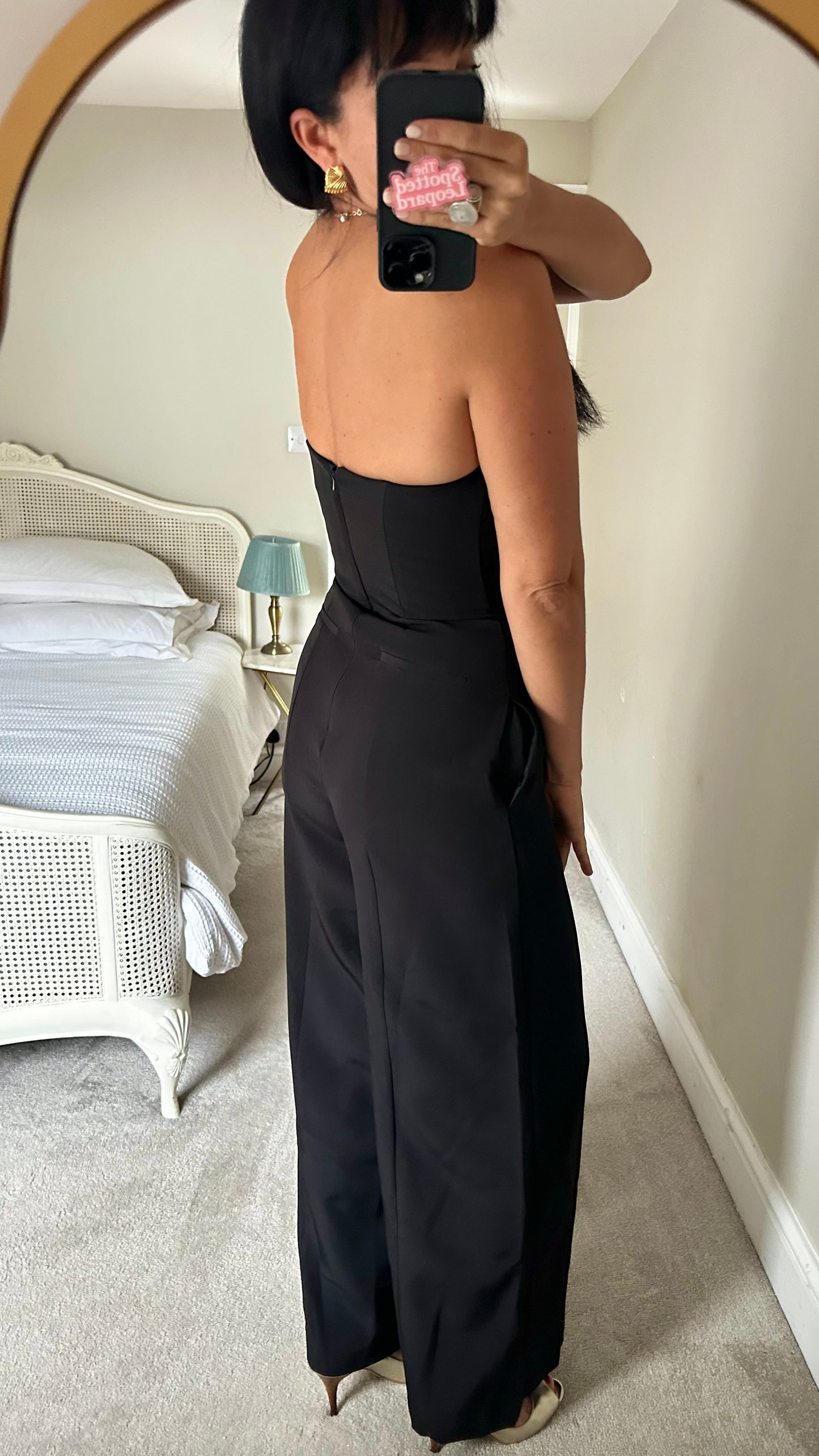 Anthropologie black strapless evening event jumpsuit playsuit medium UK 10 event w25