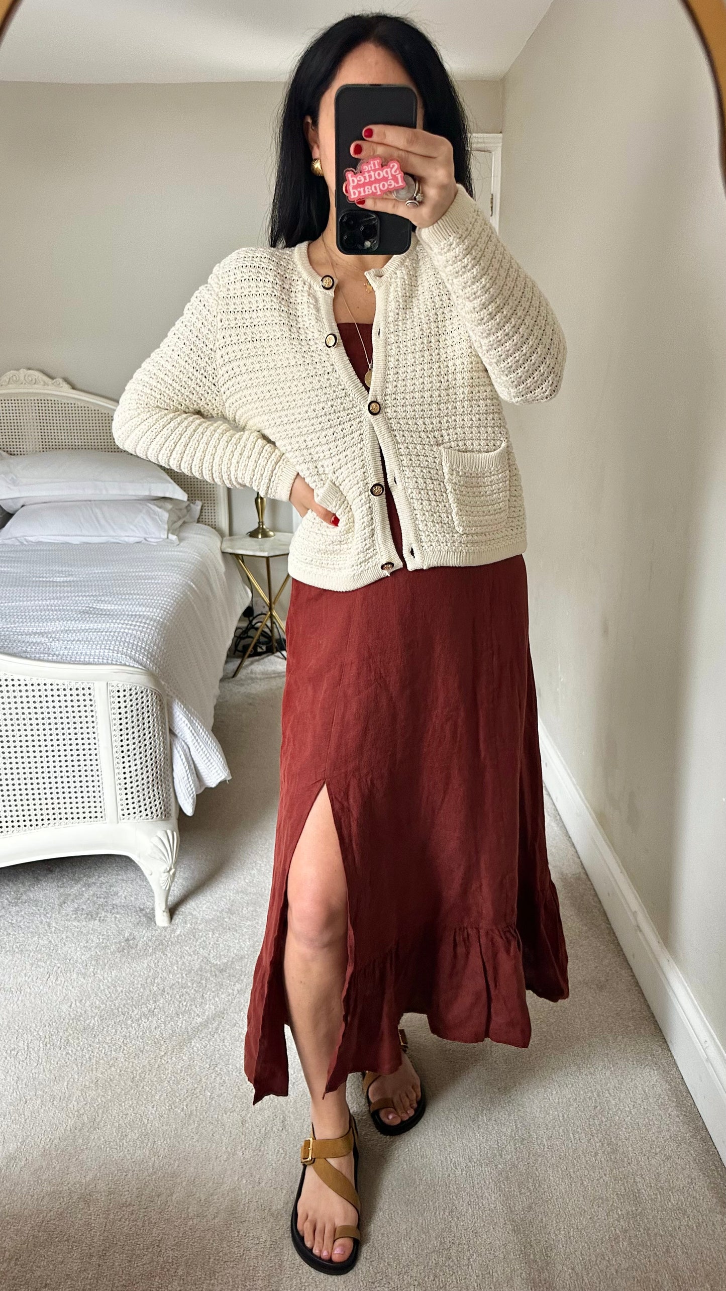 Forever New cream knitted cotton cardigan jumper small UK 8-10 vgc