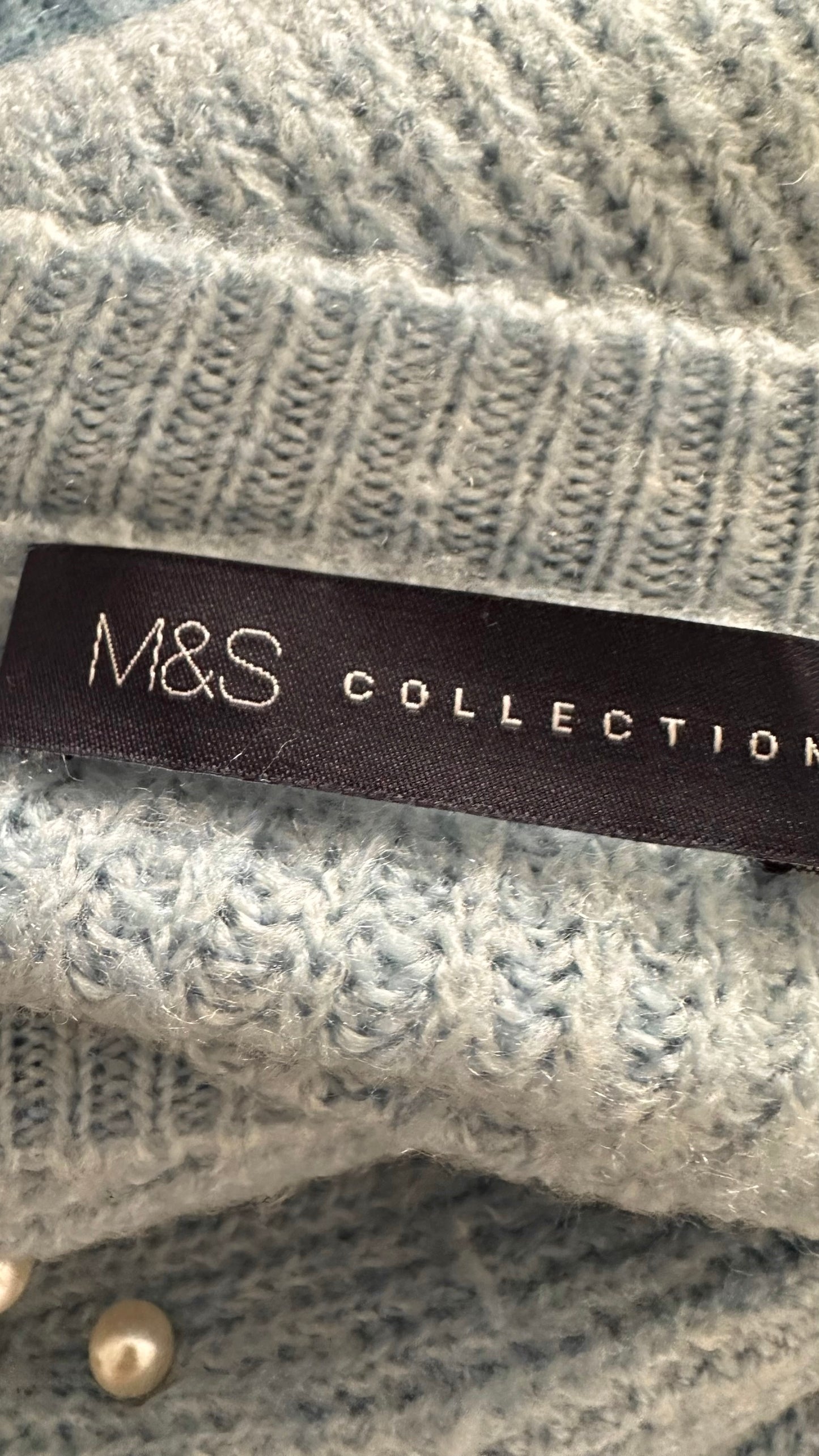 Marks and Spencers M&S pearl embellished jumper large L UK 12 vgc