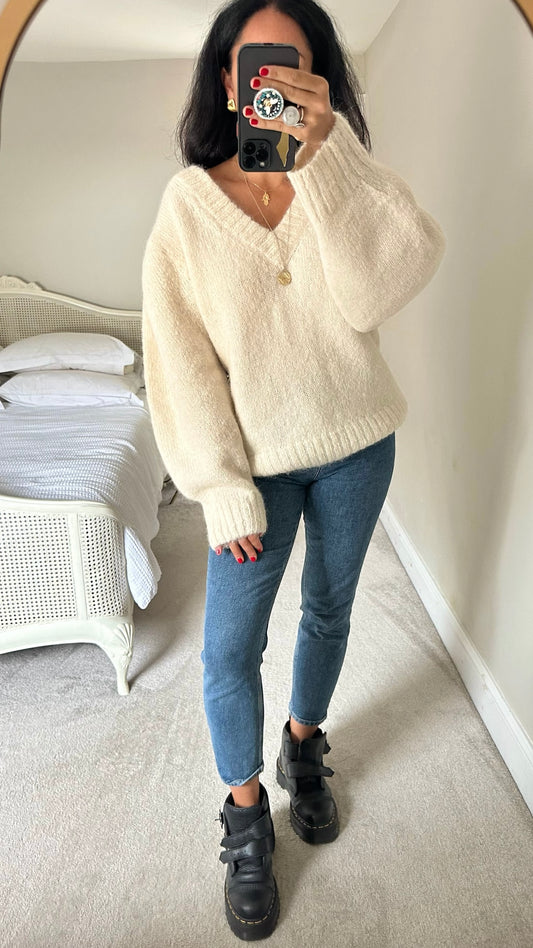& other stories cream white alpaca blend knitted jumper oversized extra large UK 14 vgc w25