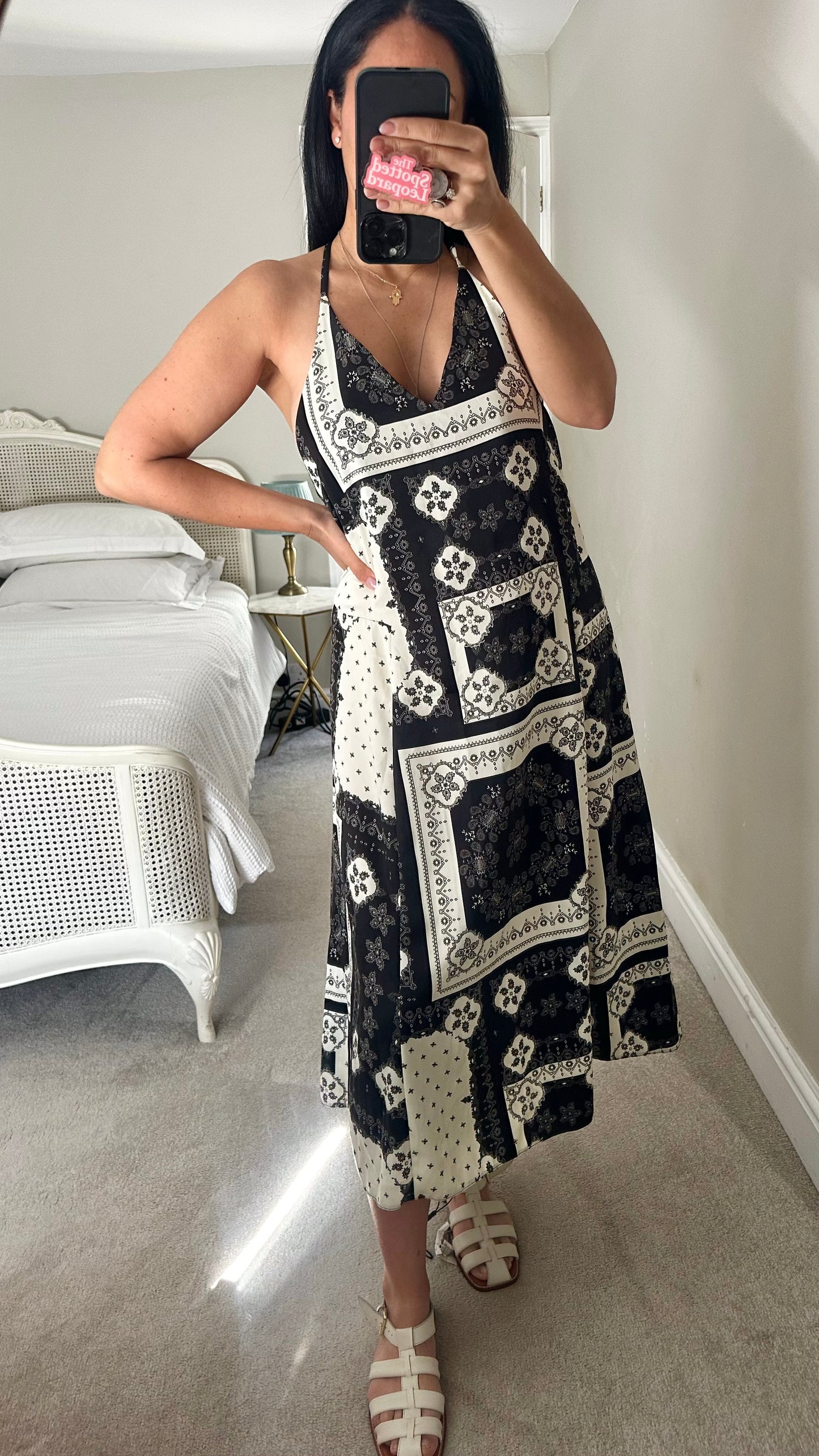 Topshop black white paisley slip dress medium UK 12 new bnwt