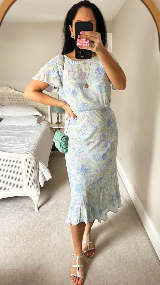 & other stories light blue lilac midi long event dress medium UK 14 vgc