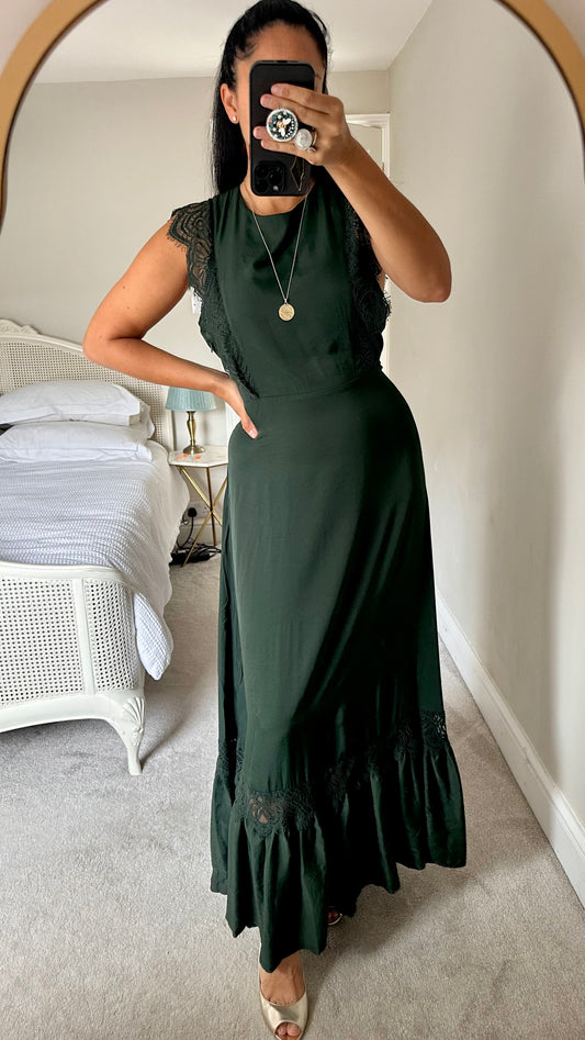 Object @ ASOS emerald green maxi event dress extra large UK 12 14 long vgc w25