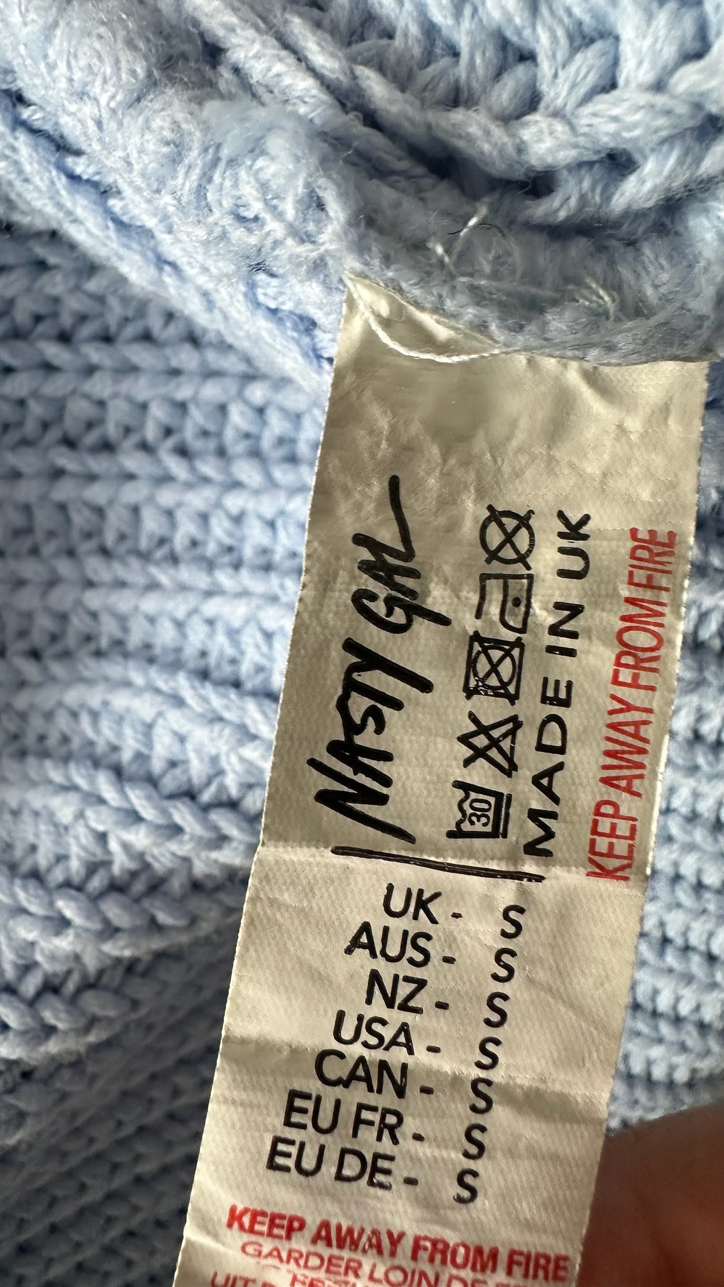 Nasty gal light blue knitted wrap cardigan jumper medium UK 10 vgc w25