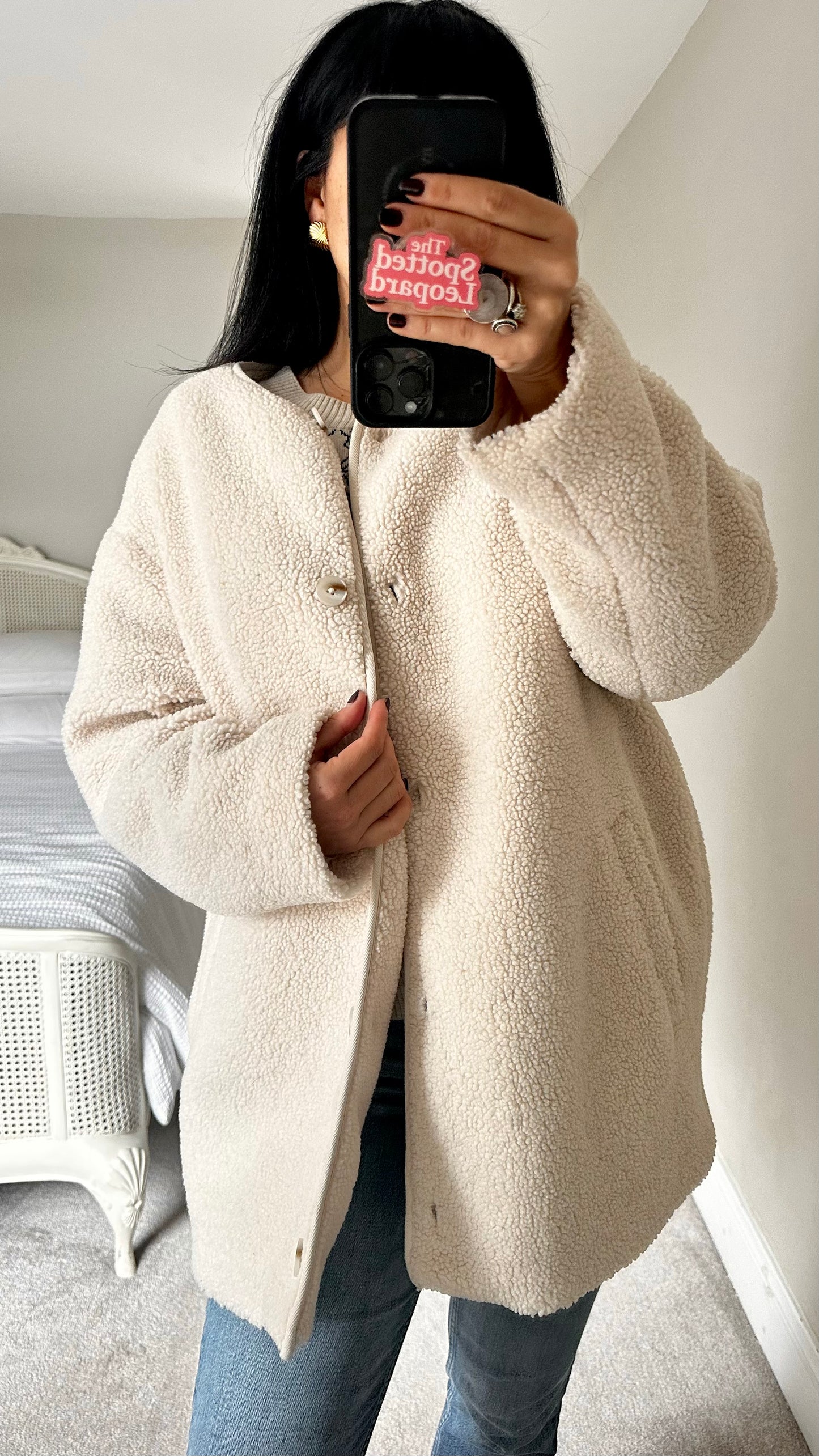 Nobody’s Child cream teddy Borg coat jacket medium UK 12-14 new