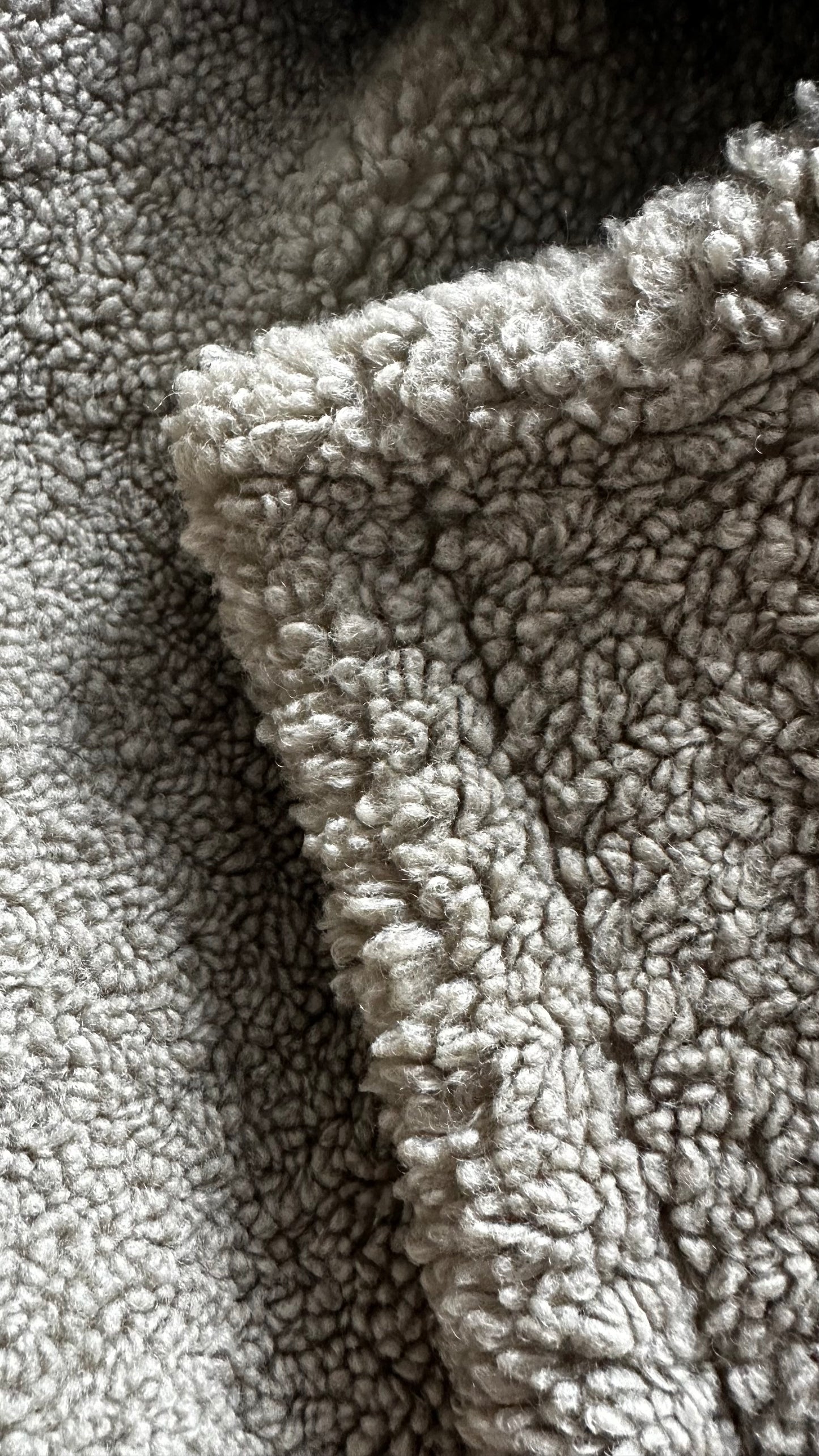 Pretty Lavish khaki beige stone teddy long maxi coat large UK 12 14 16 vgc