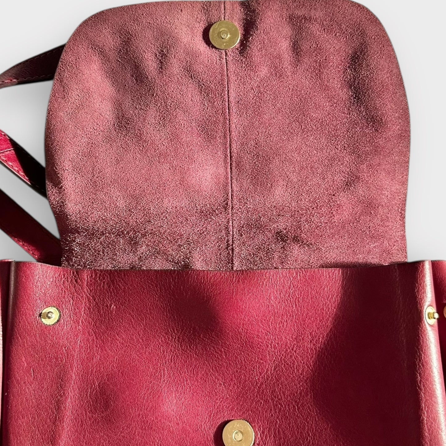 And/or John Lewis burgundy red real leather satchel handbag bag studded vgc