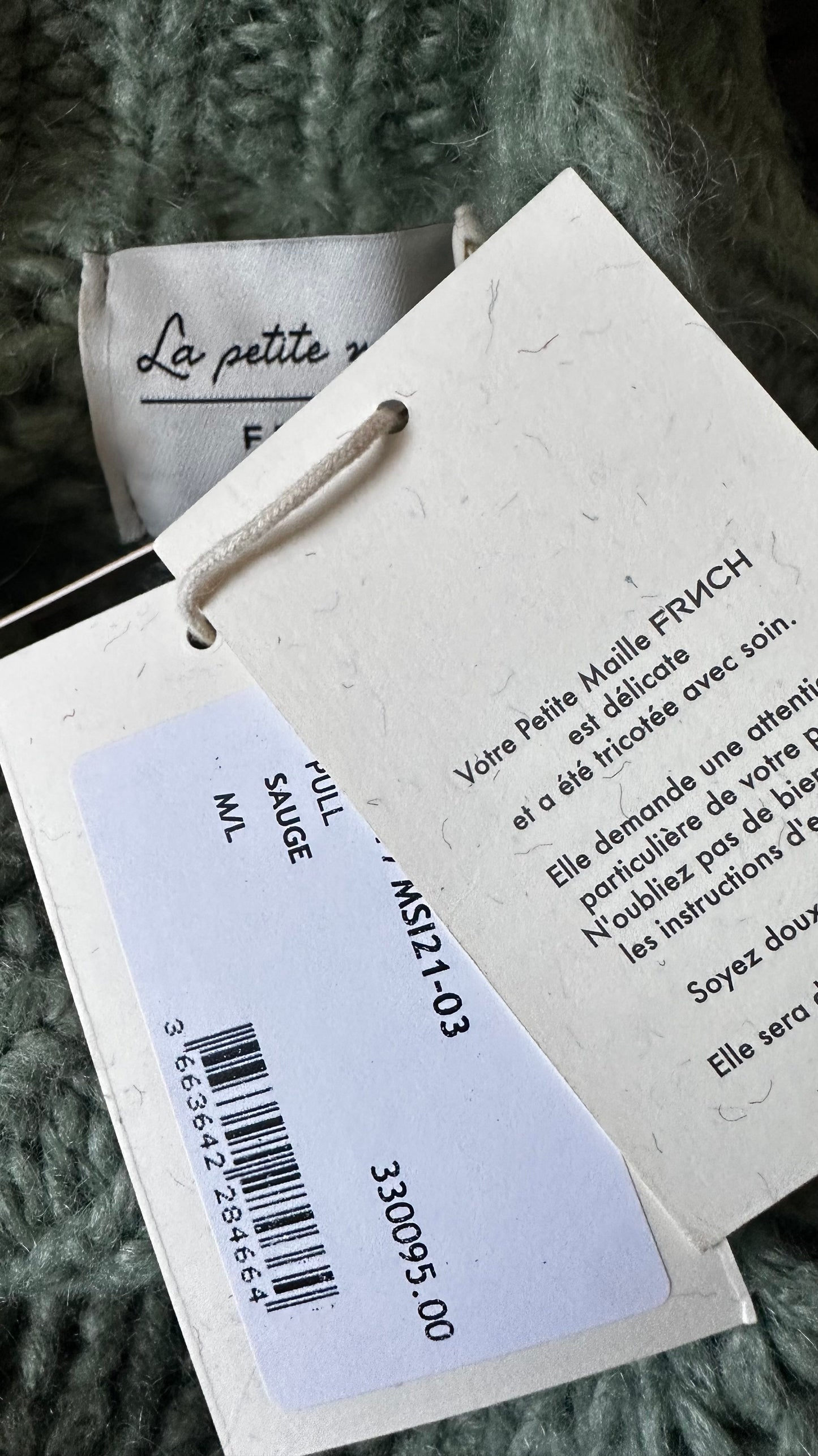 FRNCH sage green wool mohair knitted jumper new bnwt medium large UK 12-14