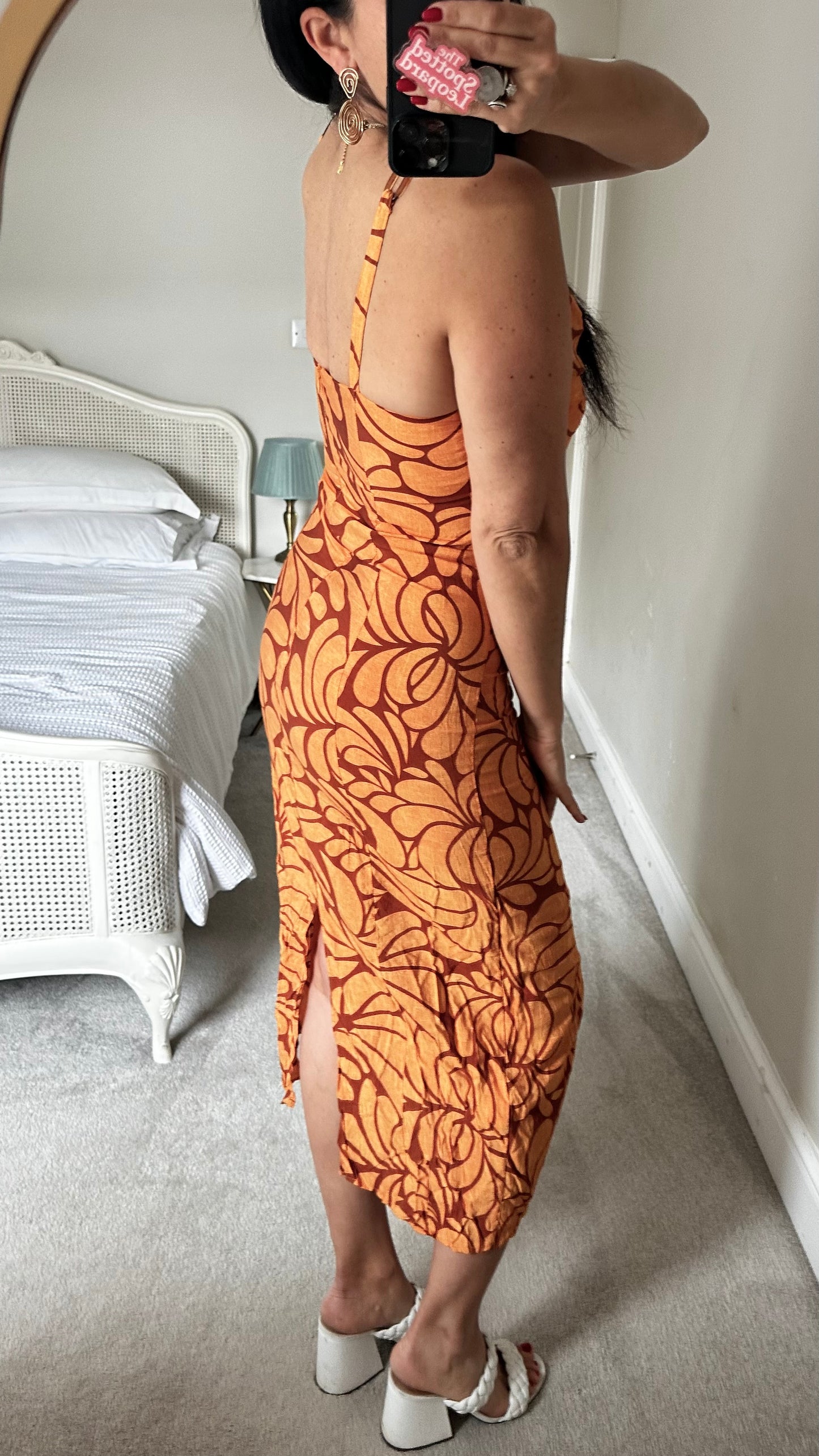 Zara orange floral holiday slip small UK 8-10 vgc