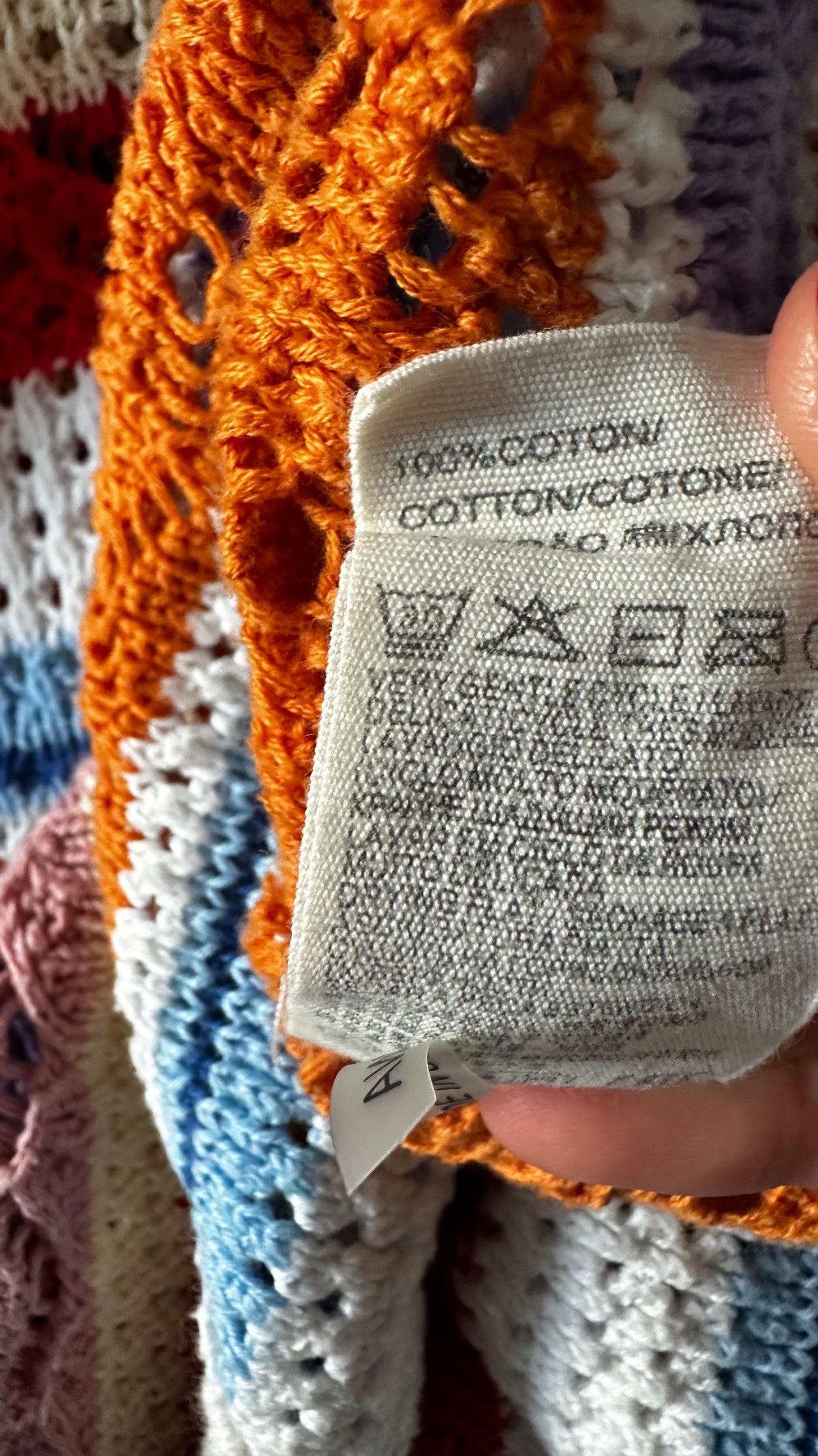 Suncoo orange red crochet top medium UK 12 vgc