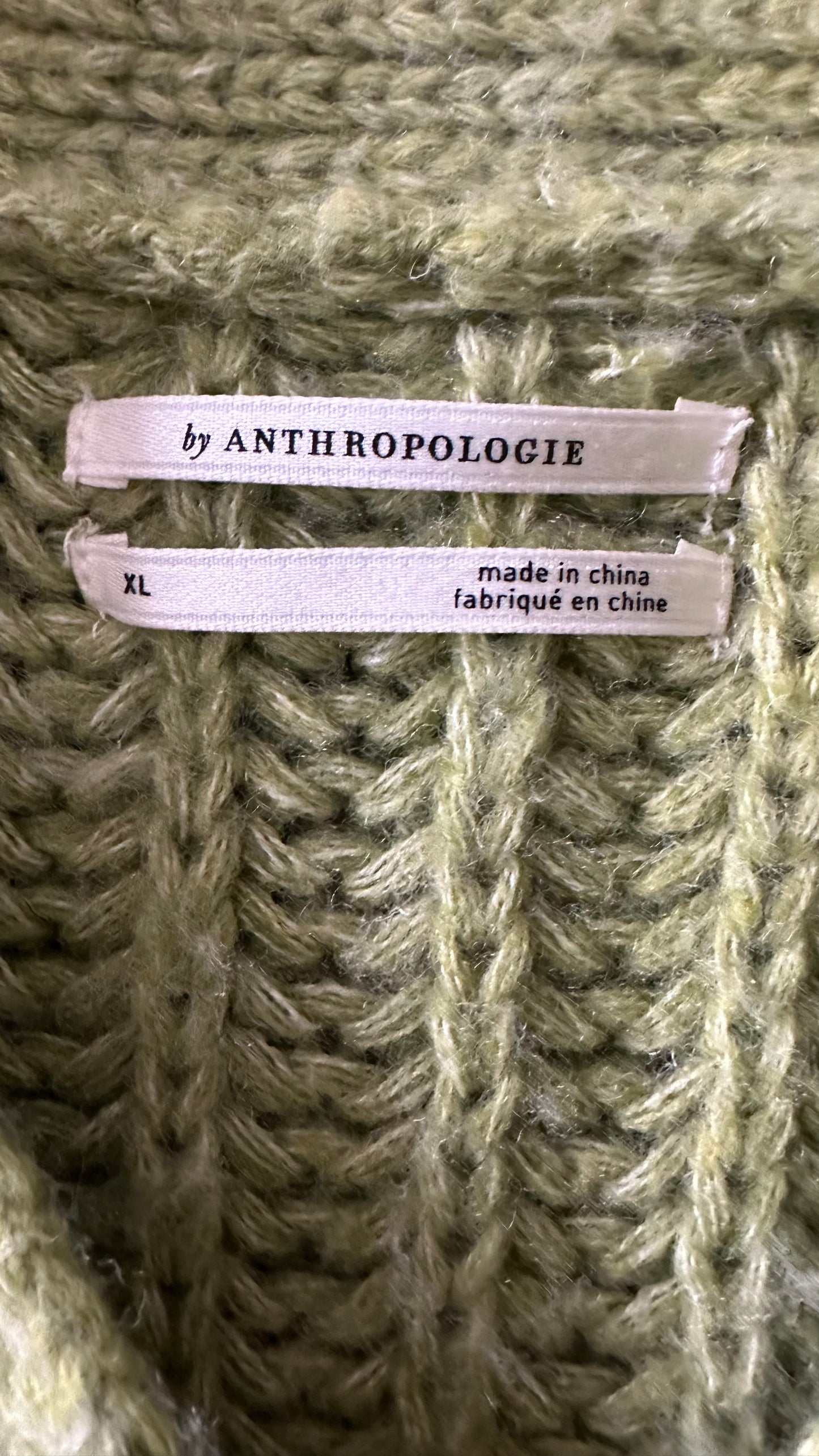 Anthropologie olive khaki green knitted cardigan jumper extra large UK 14 vgc