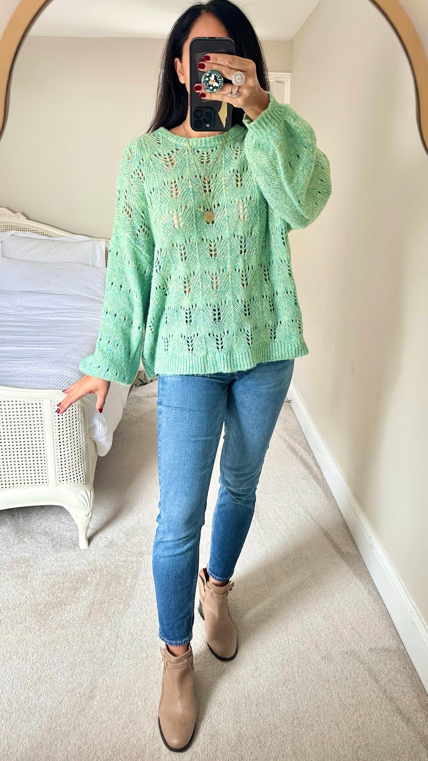 Y.A.S green knit jumper extra large XL UK 14 vgc