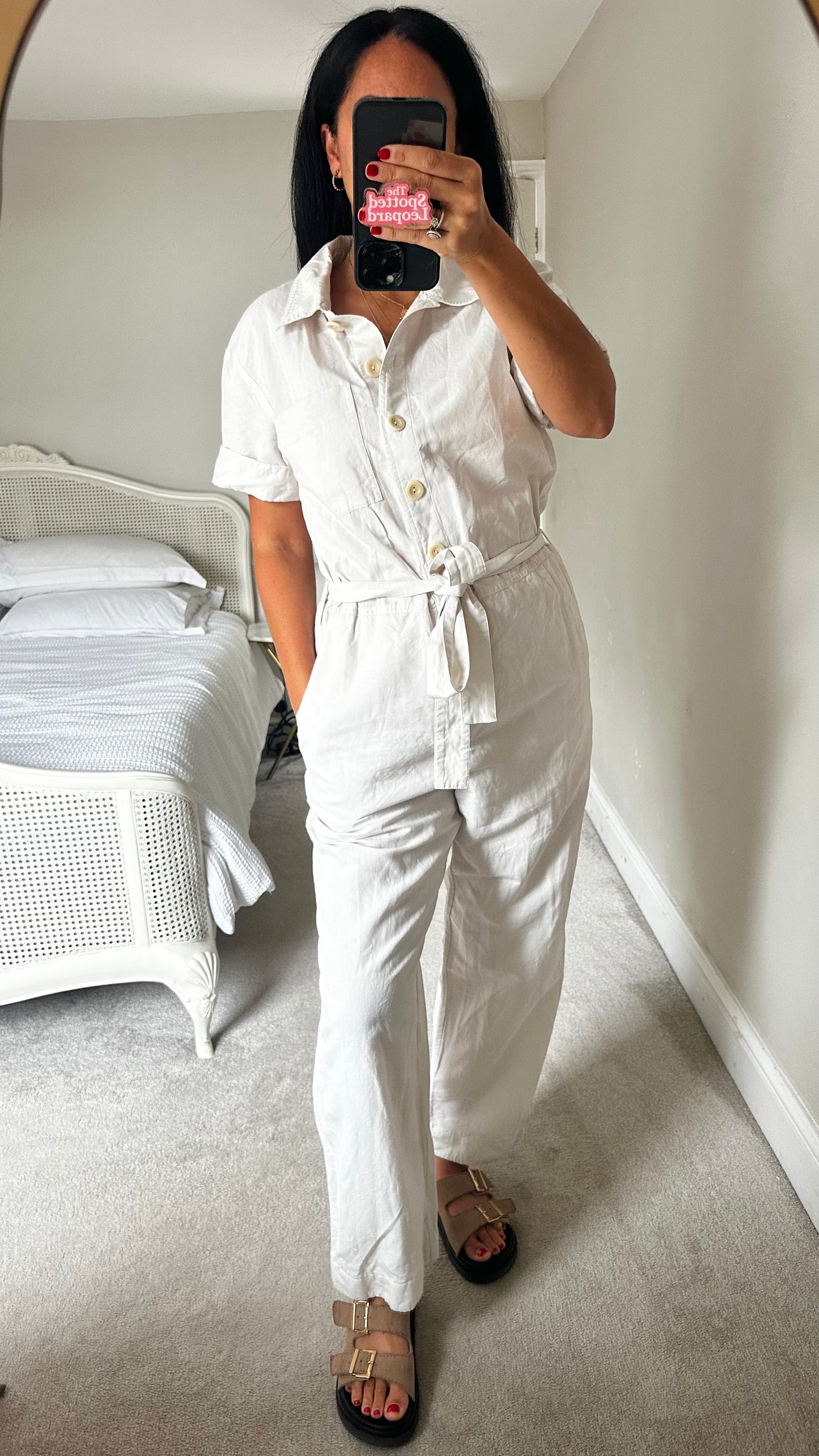 COS cream stone linen cotton blend jumpsuit playsuit trousersuit medium UK 12 vgc