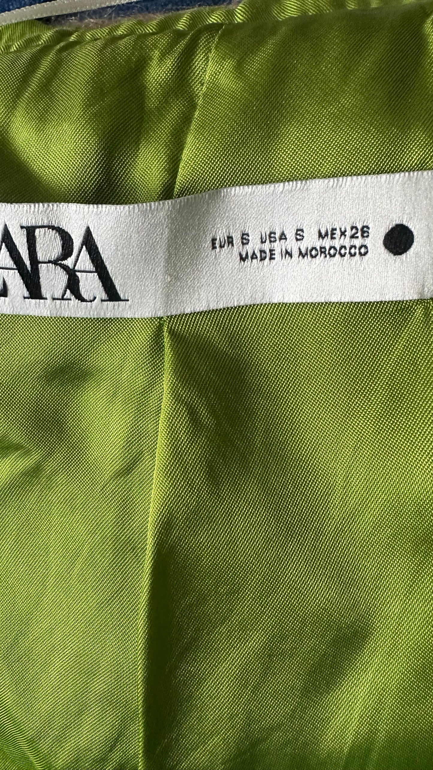 Zara pea green waistcoat top blazer small UK 8-10 vgc