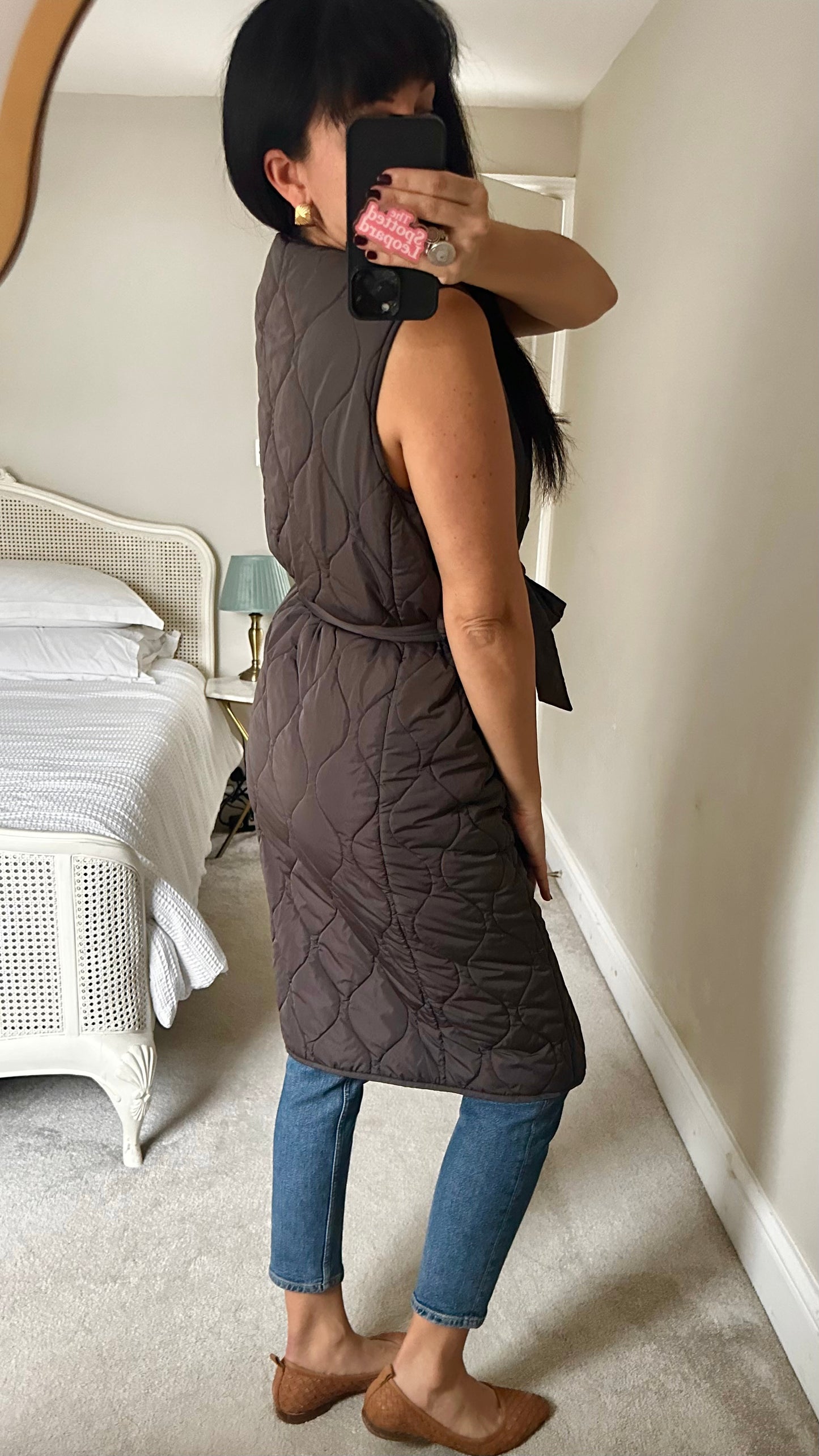 Nobody’s Child brown quilted zip up coat waist coat gilet small UK 8 vgc