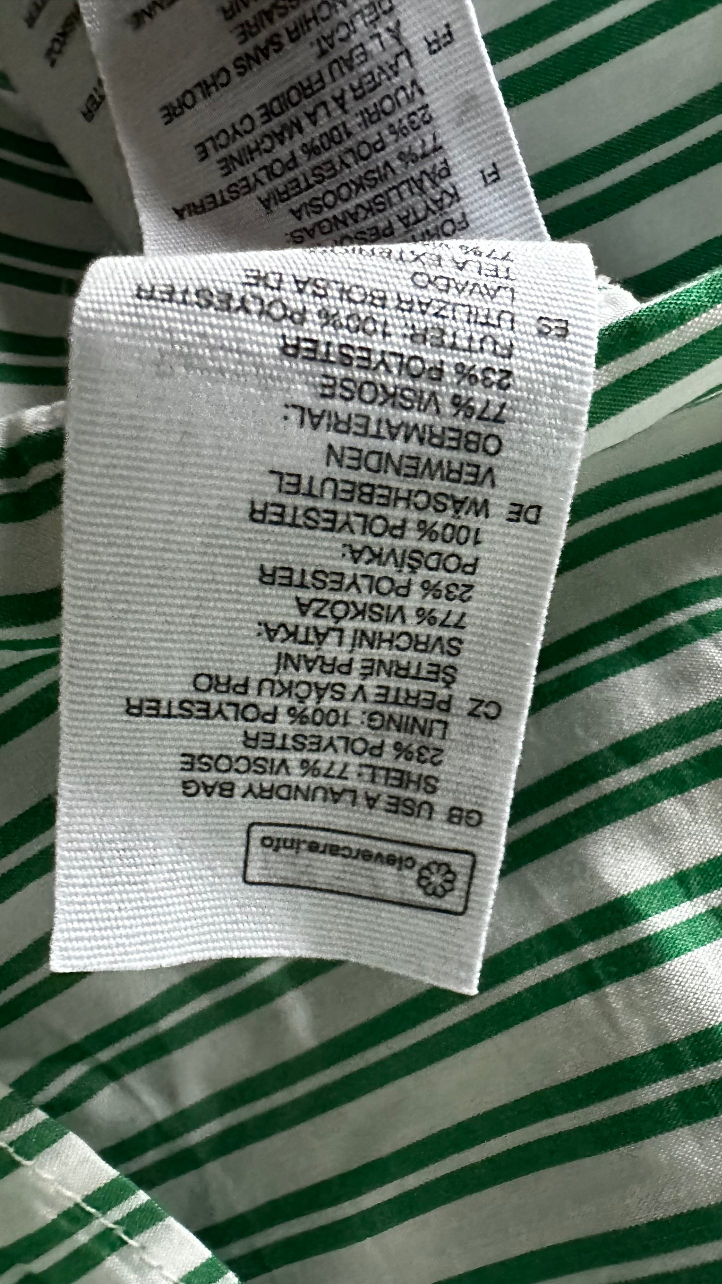 & other stories light green white stripe holiday dress medium UK 12 vgc tiered
