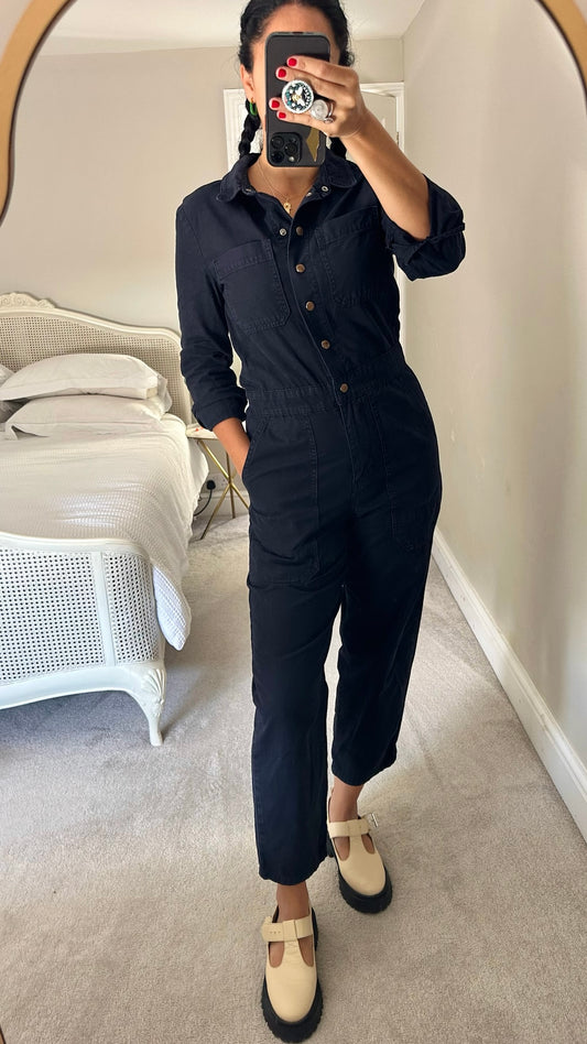 Whistles navy blue boiler suit jumpsuit playsuit medium UK 10 vgc w25