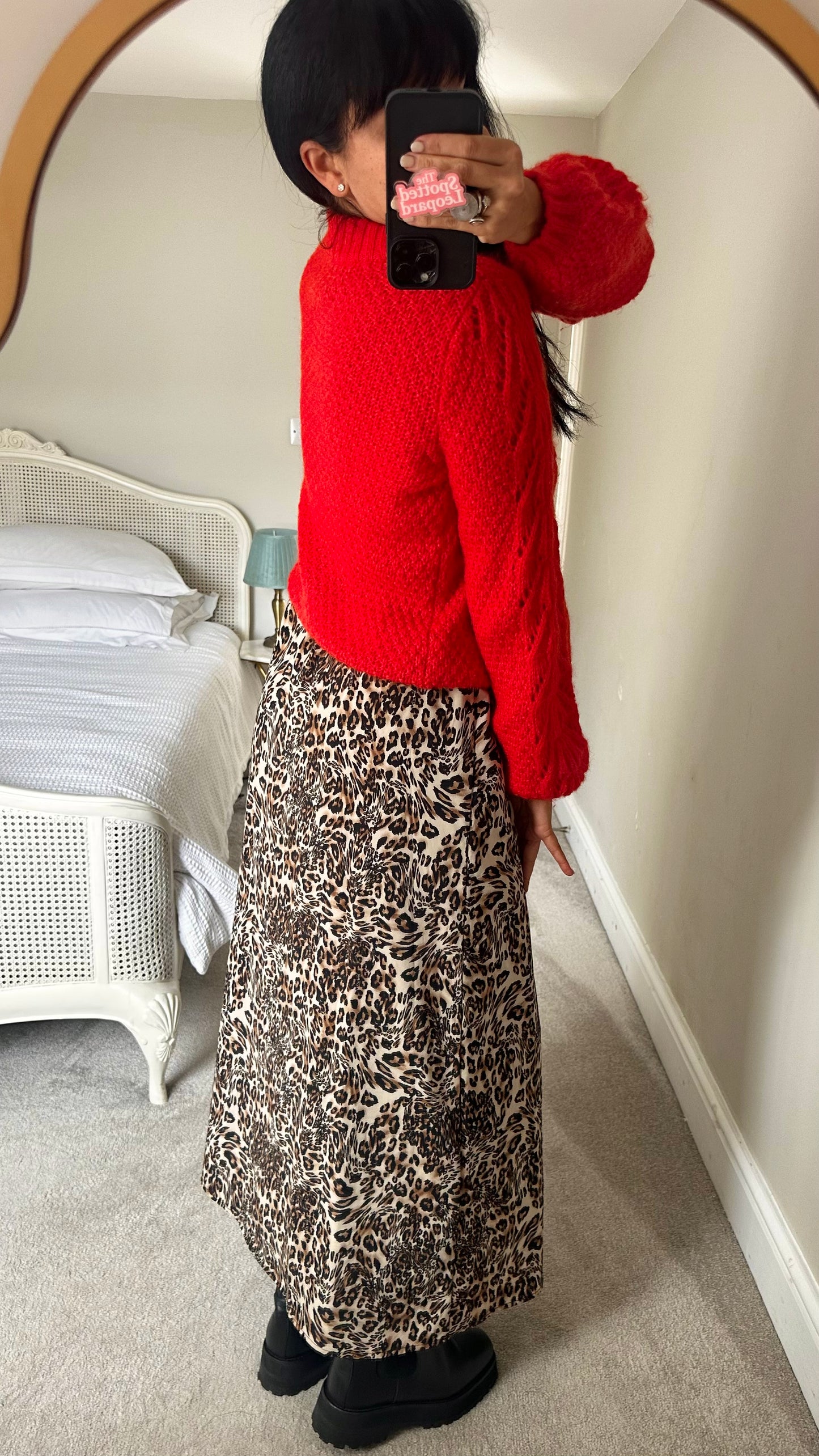 Second Female bright red mohair blend knitted crochet wool blend jumper small UK 8 vgc