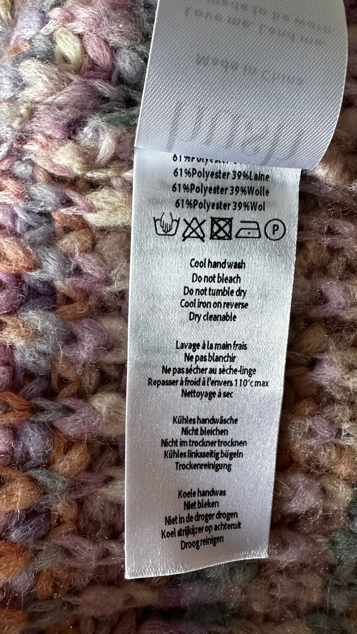 HUSH lilac orange green pink multicolour chunky knit jumper small UK 8-10 vgc XMS25