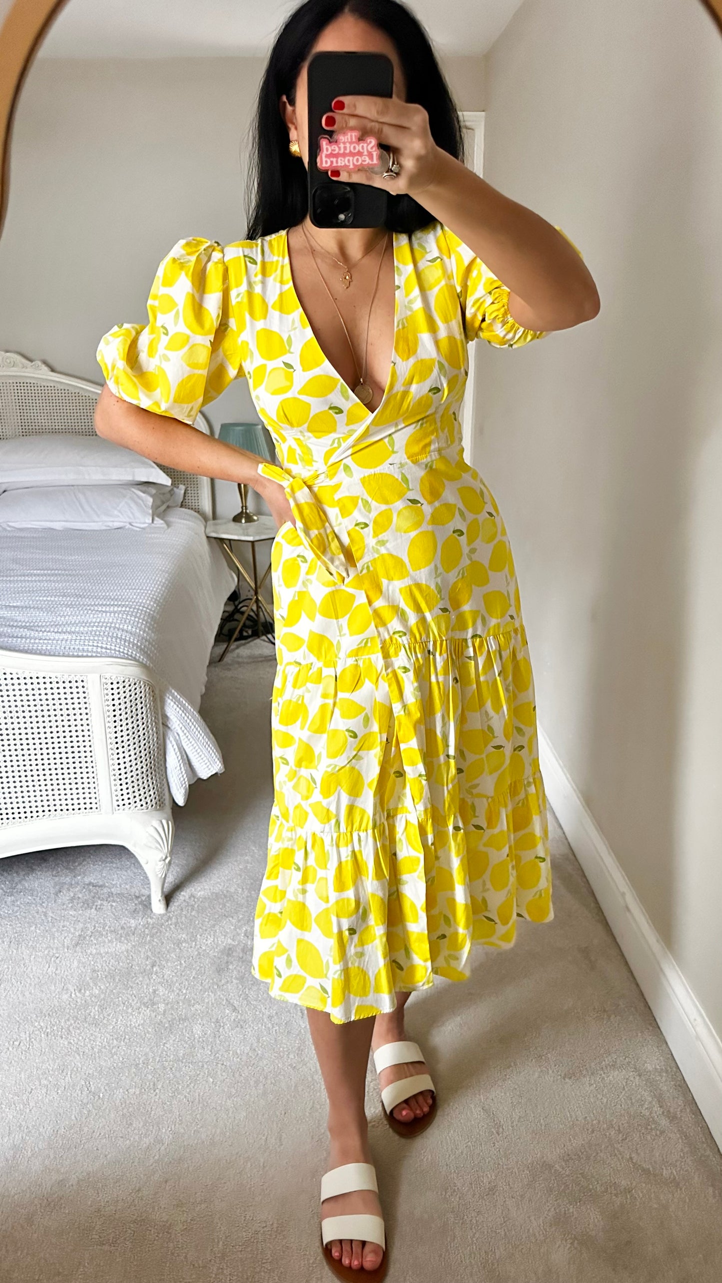 Anthropologie yellow lemon print warp cotton midi event dress extra small UK 6 new bnwt