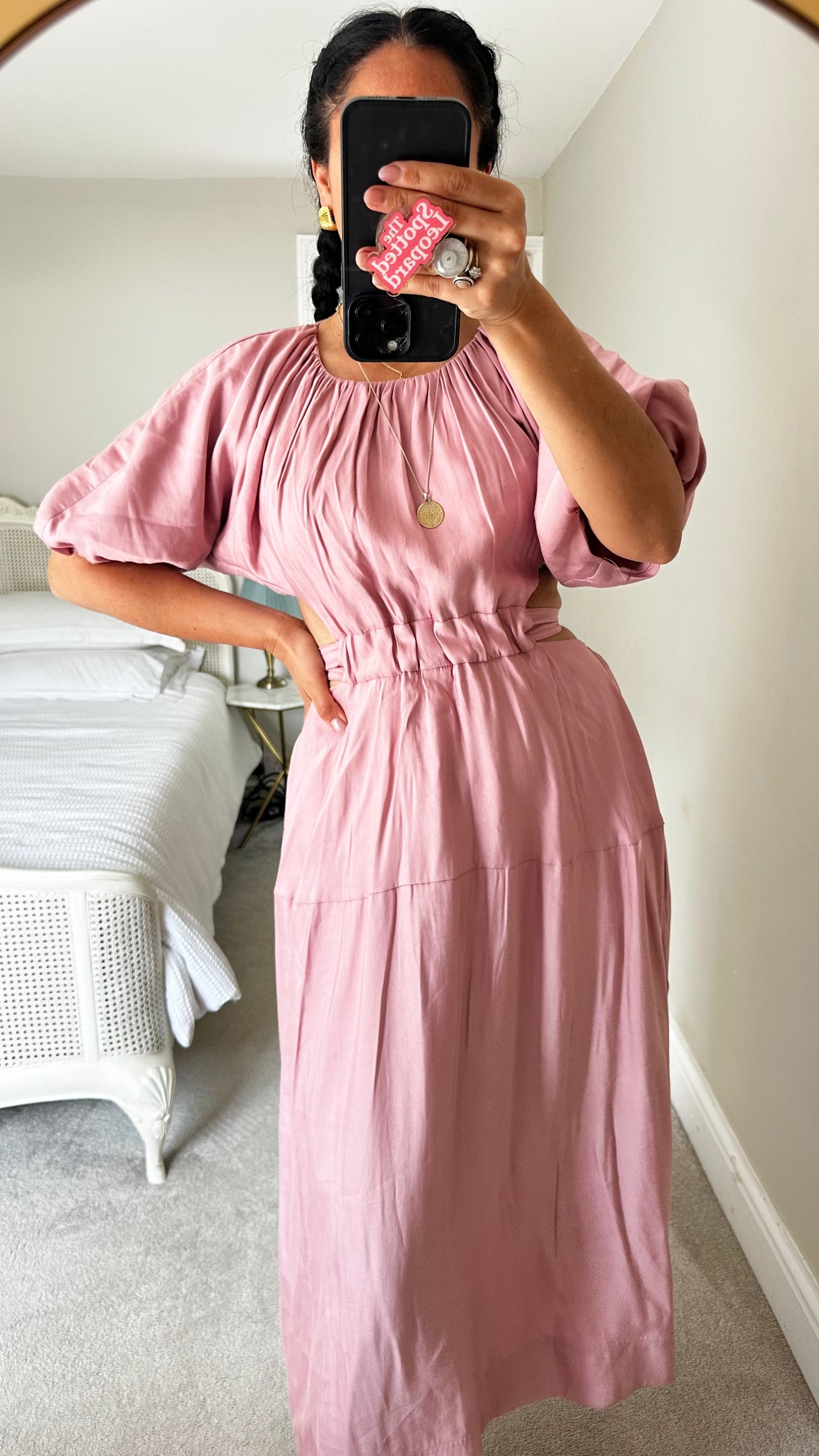 Jovonna rose pink long midi wedding guest dress large UK 12-14 new bnwt