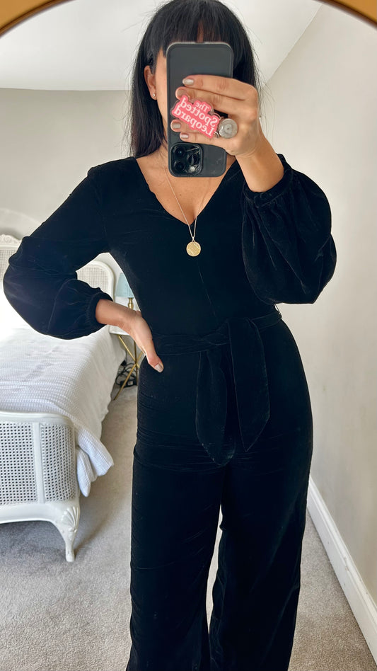& other stories black velvet jumpsuit playsuit small UK 8 party event vgc