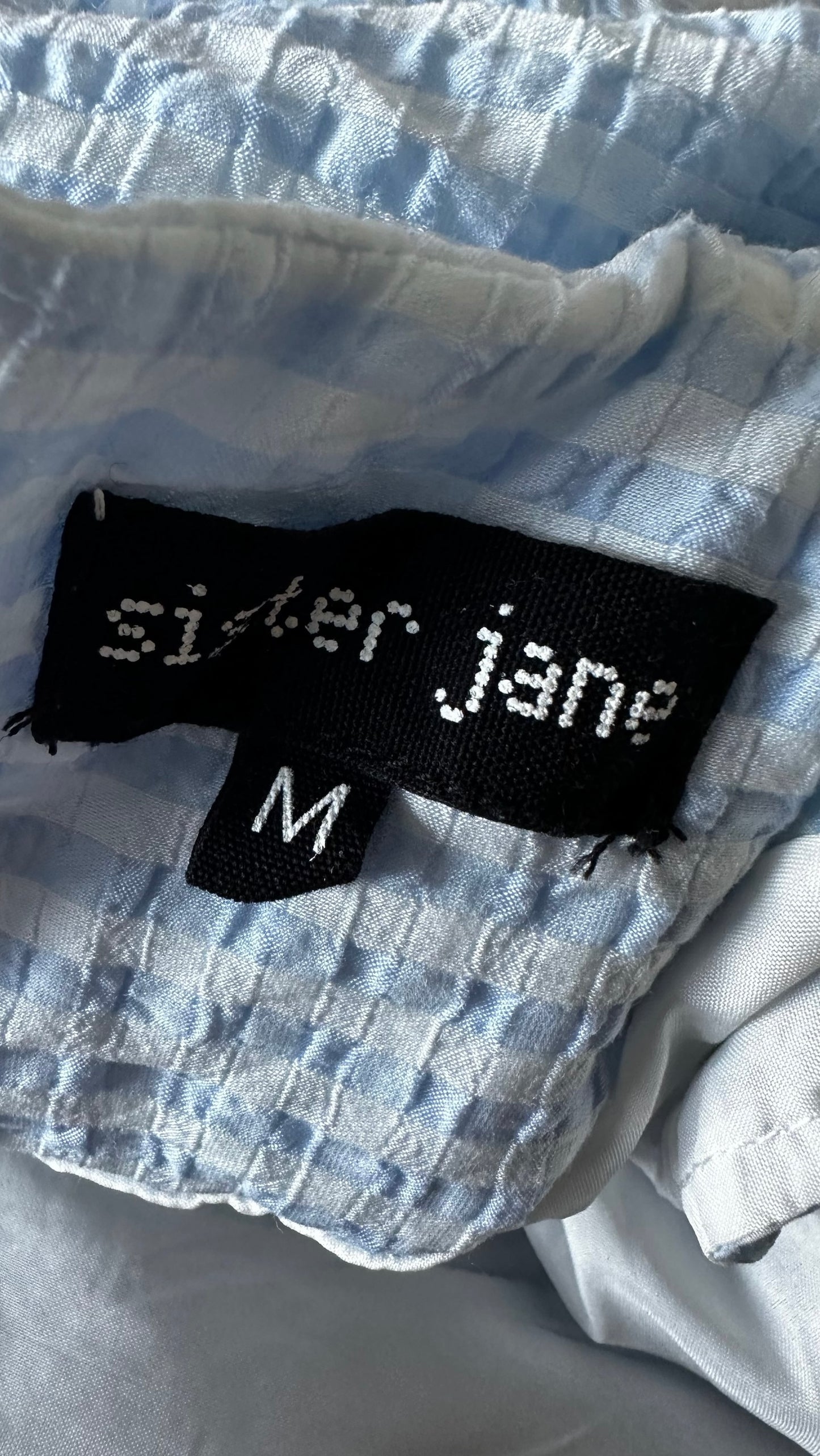 Sister jane light blue check frill sleeve mini dress small UK 10 vgc