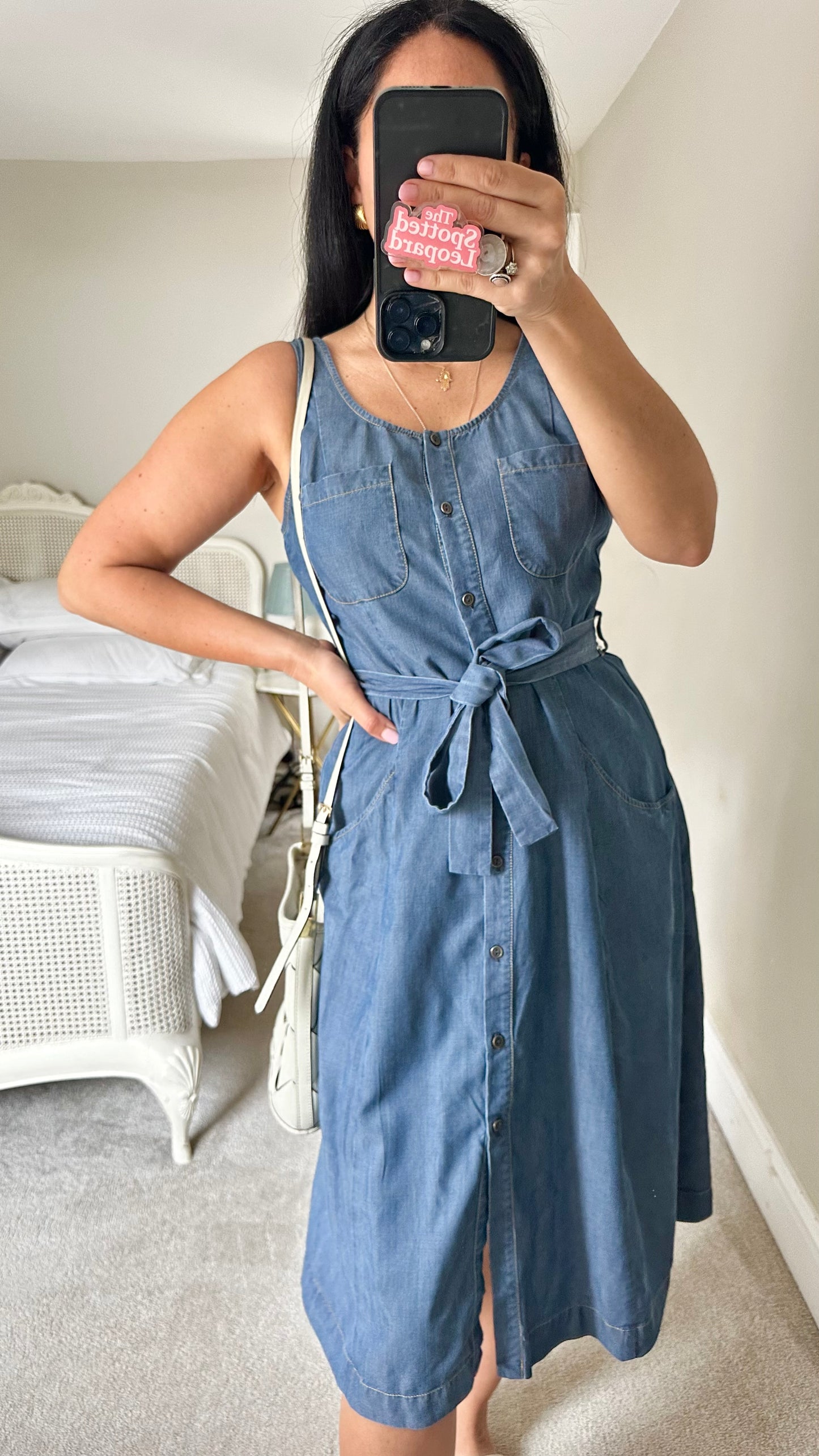 Oliver Bonas blue button up denim jean dress small UK 10 vgc