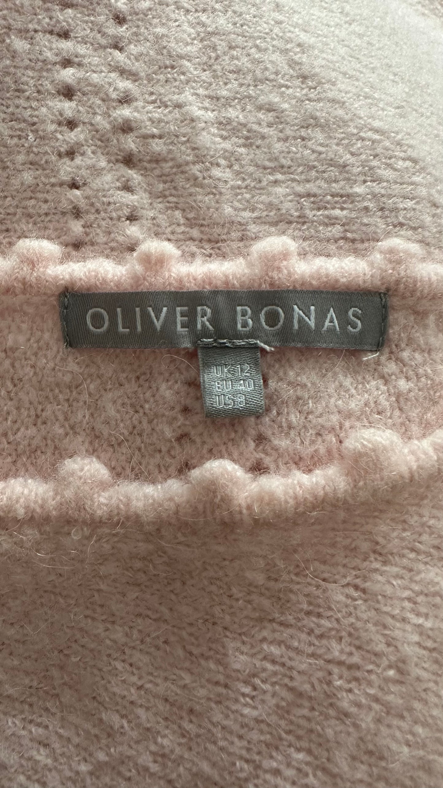 Oliver Bonas rose pink alpaca blend knitted jumper large UK 12 vgc