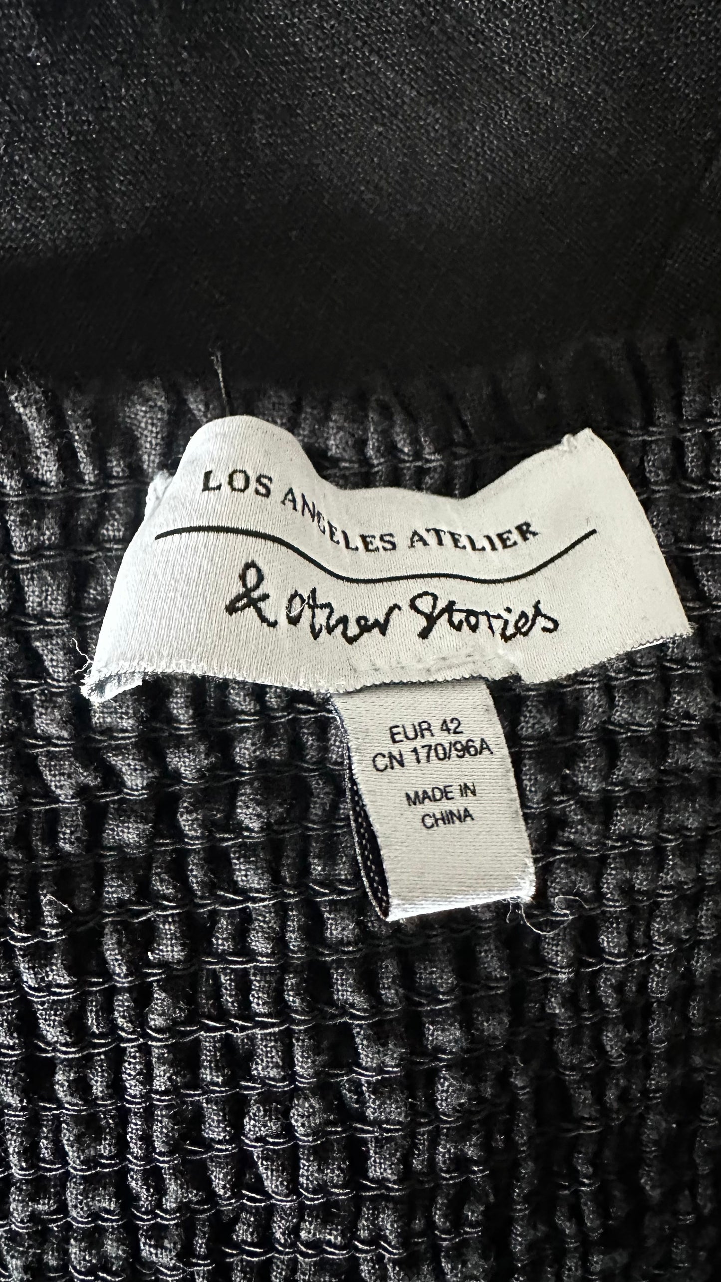 & other stories black linen side split midi holiday event dress medium UK 12-14 vgc