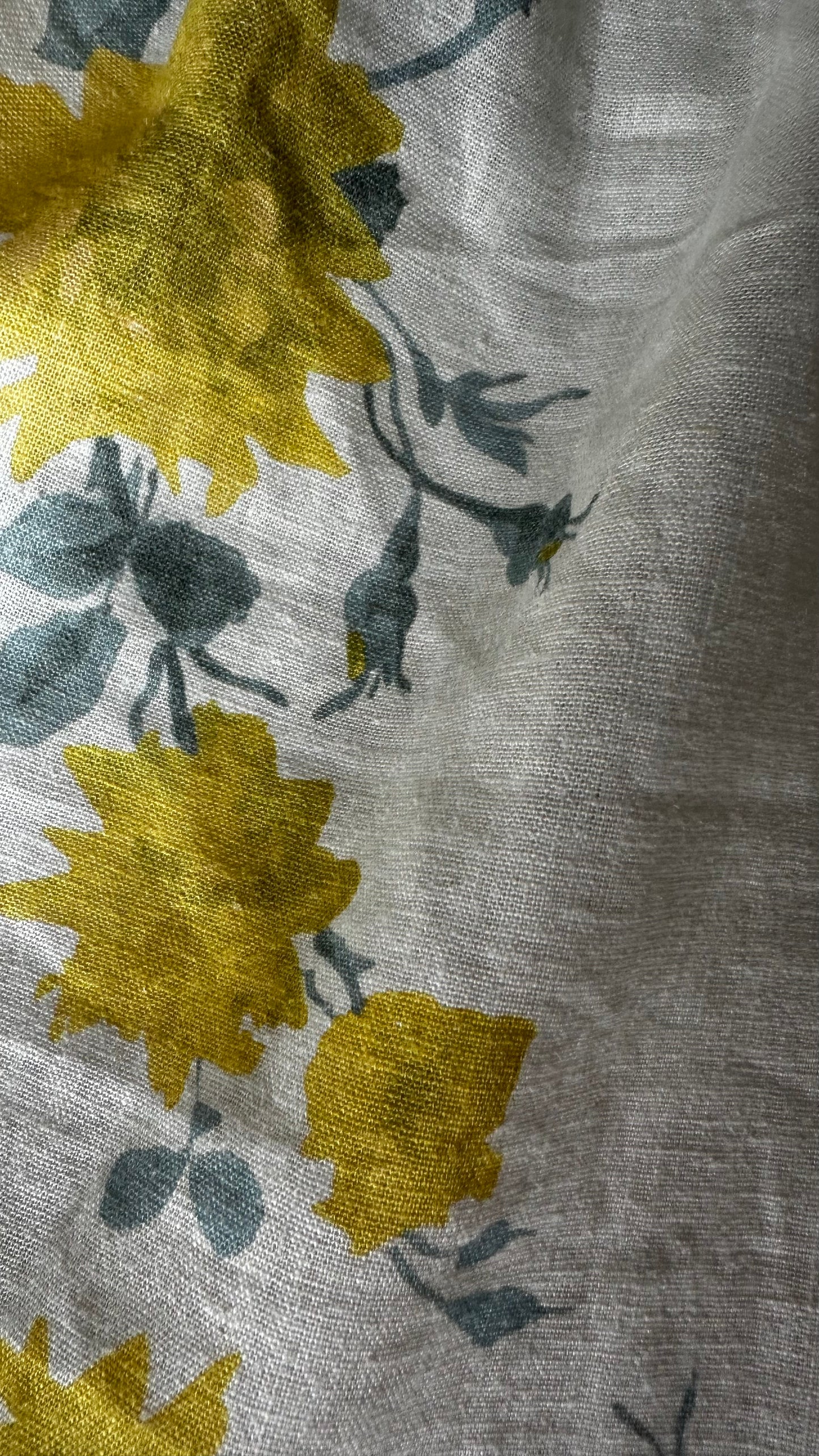 Feather & Bone @ Anthropologie white yellow tiered linen holiday dress medium UK 12-14 vgc