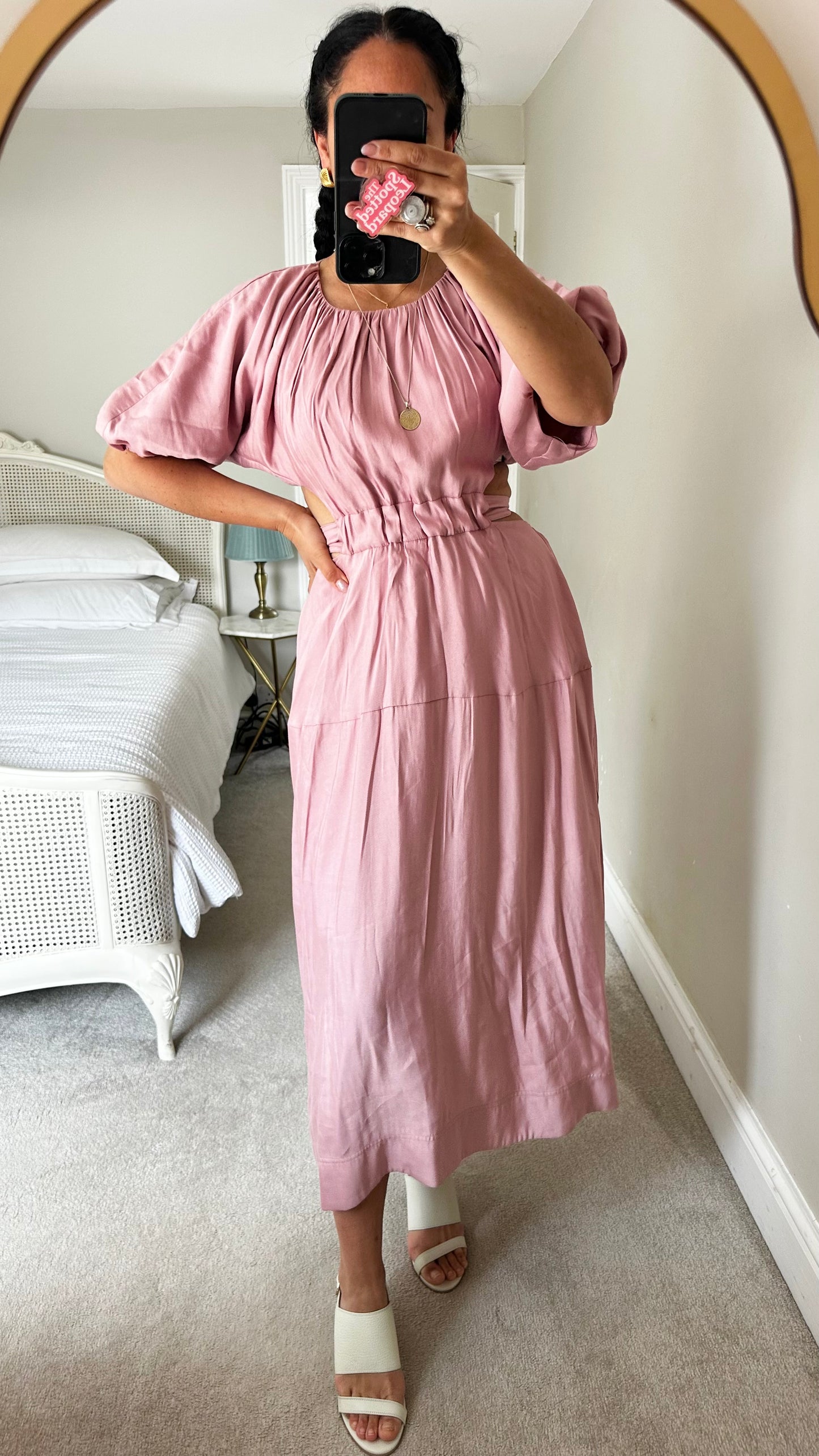 Jovonna rose pink long midi wedding guest dress large UK 12-14 new bnwt