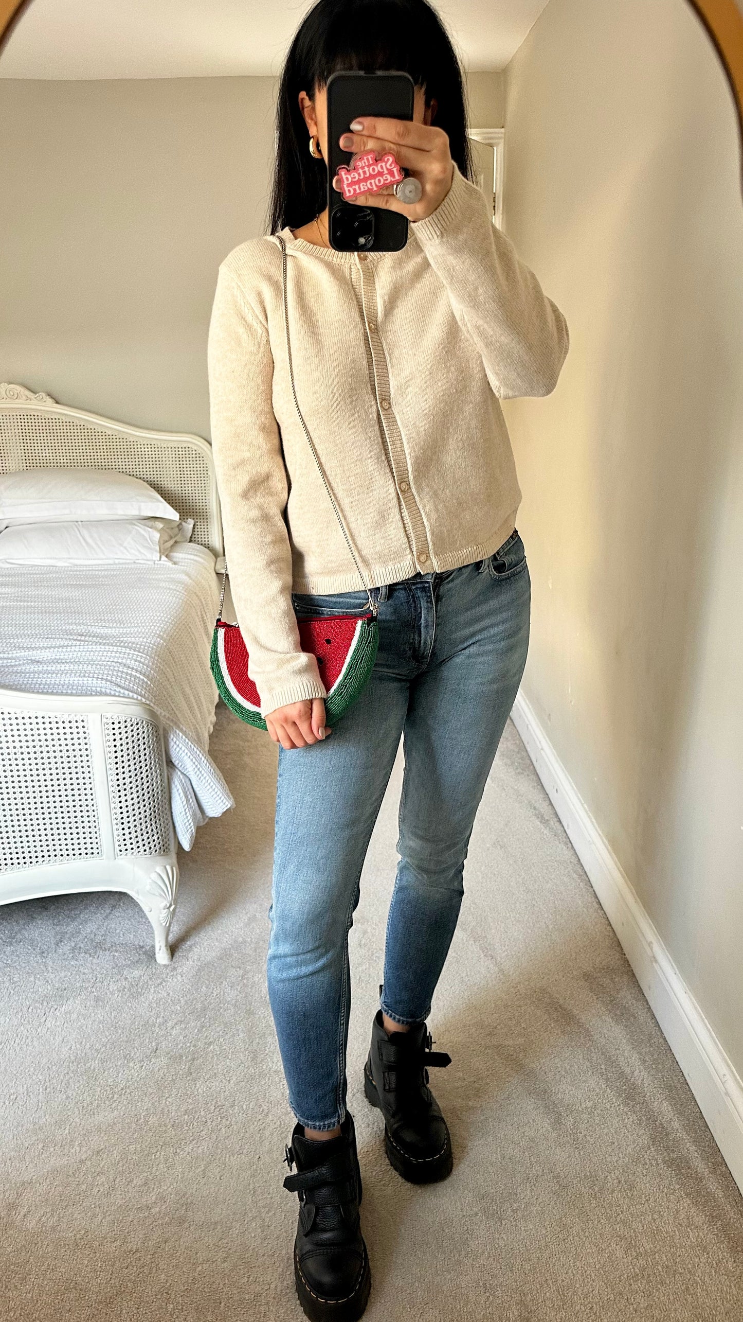 Selected Femme @ Anthropologie cream stone wool blend knitted cardigan jumper medium UK 12 vgc