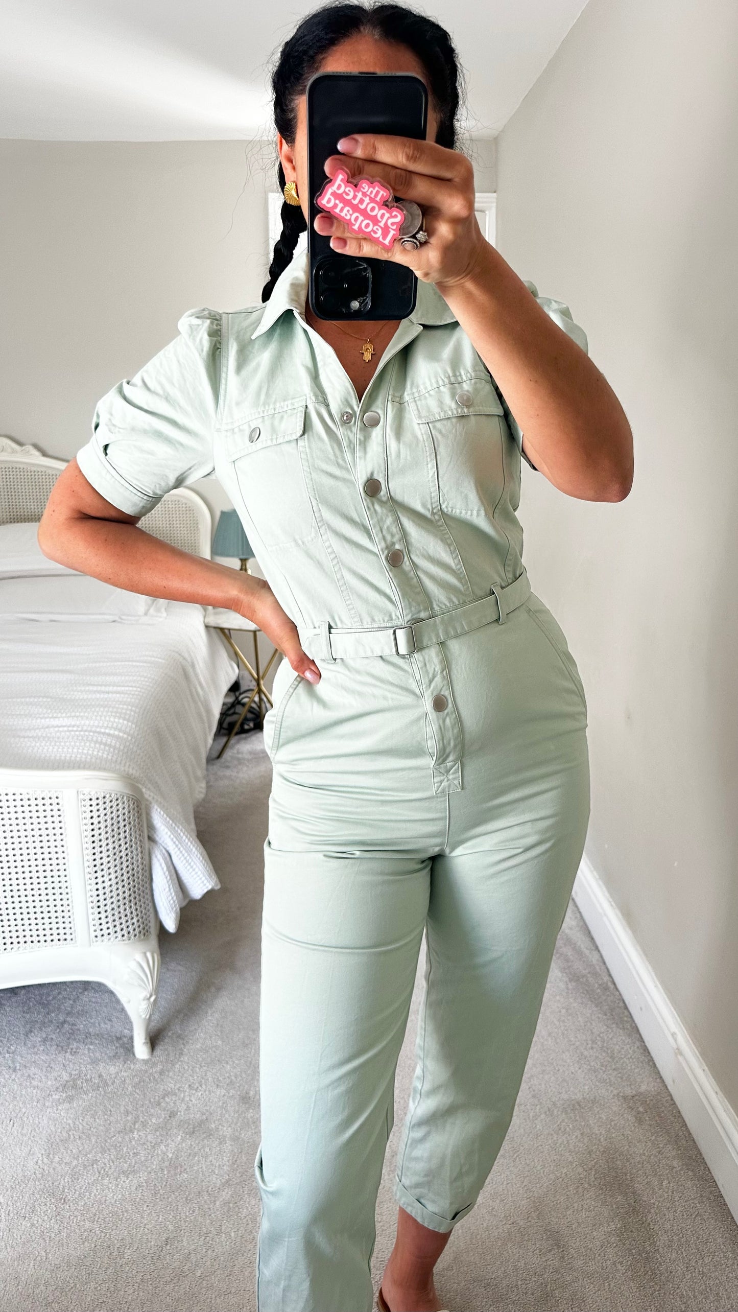 & other stories light green jumpsuit playsuit boiler suit small UK 8 vgc