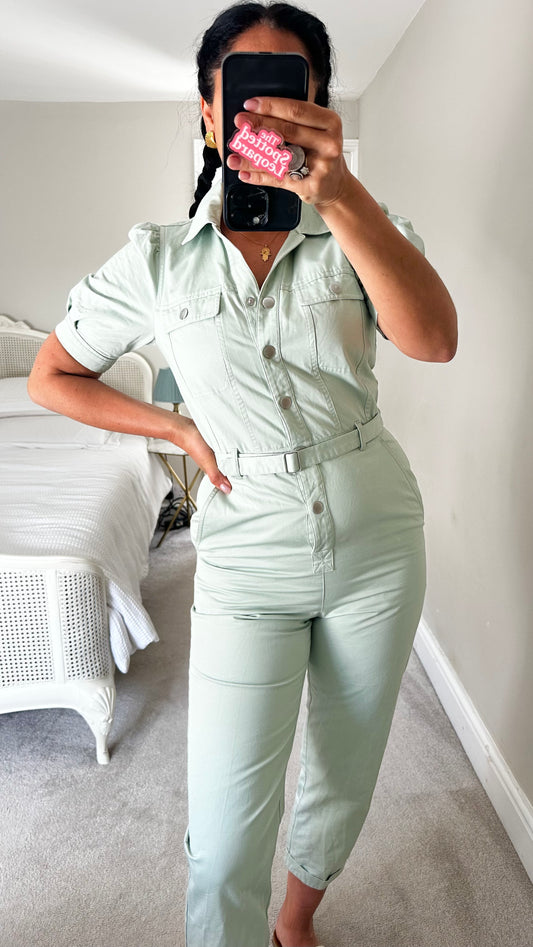 & other stories light green jumpsuit playsuit boiler suit small UK 8 vgc